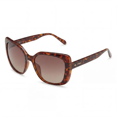 Fossil FOS3143S09N4 Havana Brown Rectangle Sunglasses for Women, 55mm