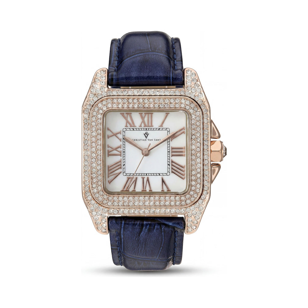Reloj Christian Van Sant CV4428 de cuarzo para mujer, caja blanca, parte trasera de acero inoxidable, cristales en el bisel