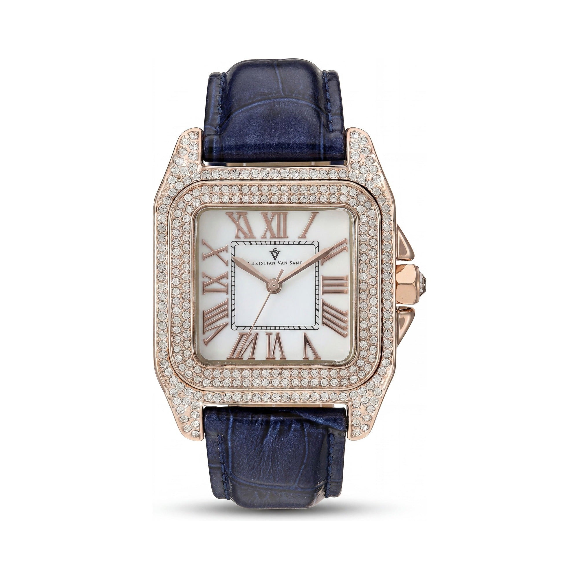 Christian Van Sant CV4428 Women's Quartz Movement Watch, White Case, Stainless Steel Back, Crystals on Bezel, Photo 1