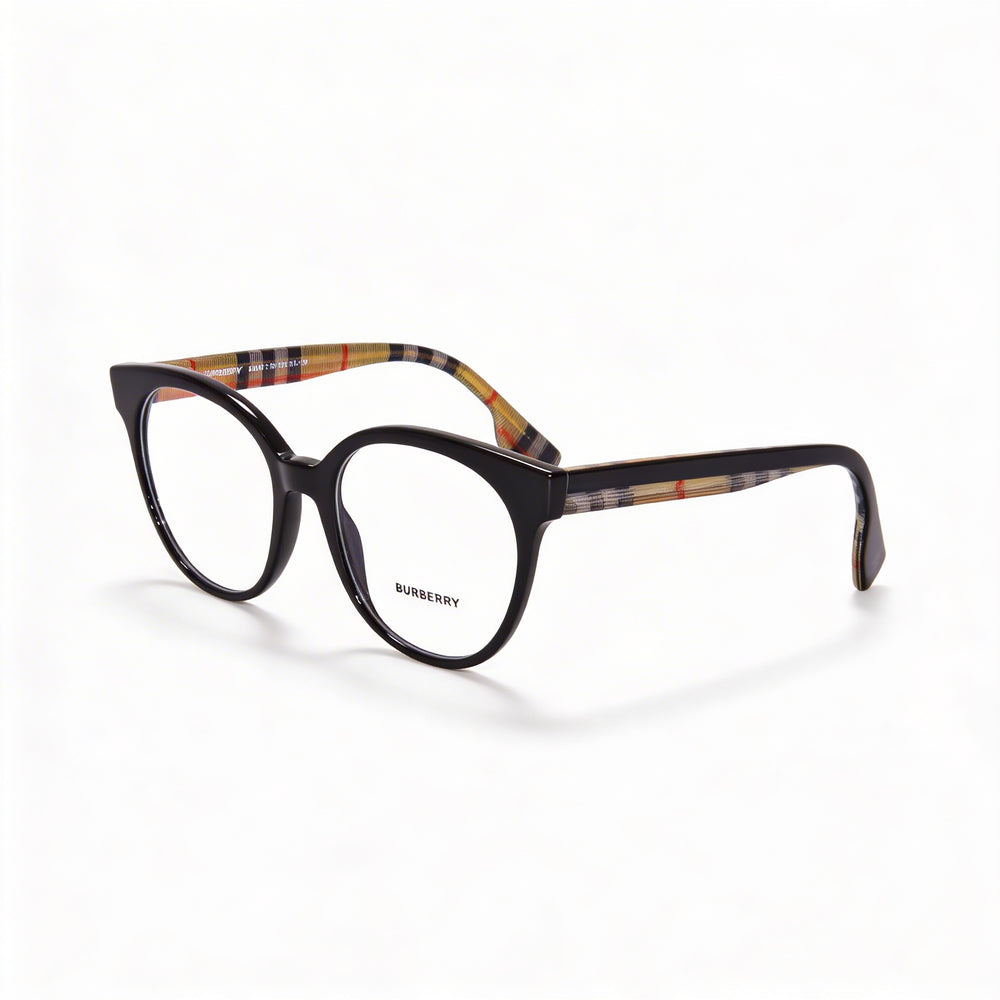 Burberry Jacqueline BE2356 Women's Round Full Rim Plastic Frame Eyeglasses Black Lens 51mm Bridge 18mm Temple 140mm