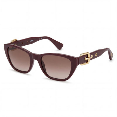 Gafas de sol Moschino MOS130/S Cat Eye para mujer, protección UV, montura burdeos con degradado marrón, lentes marrones, 55 mm