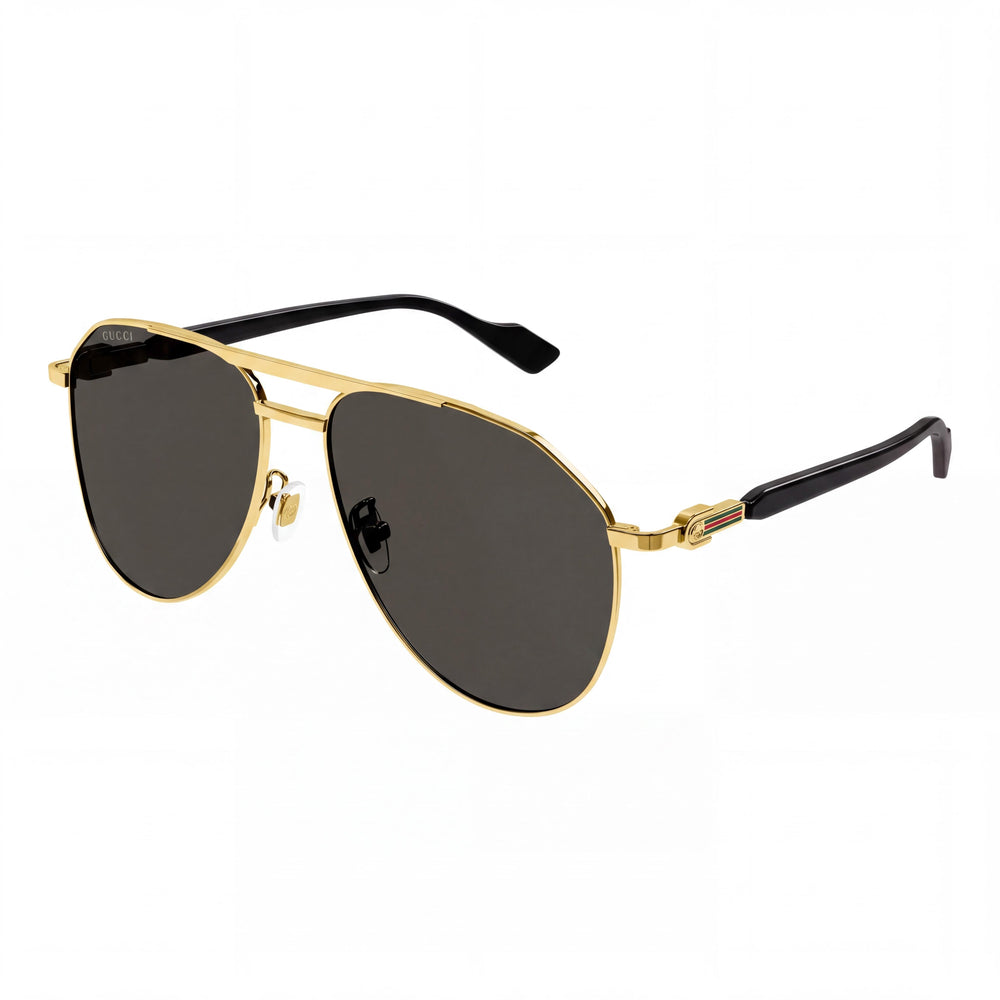 Gucci GG1220S Unisex Gold-Gold-Grey Aluminium Pilot UV Protected Sunglasses 59-14-54