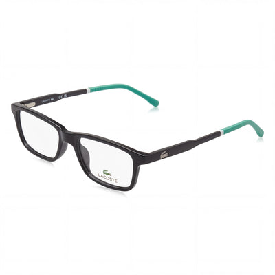 Gafas modernas para hombre Lacoste con montura de inyección negra, lentes de policarbonato, tamaño 49-16-140 mm