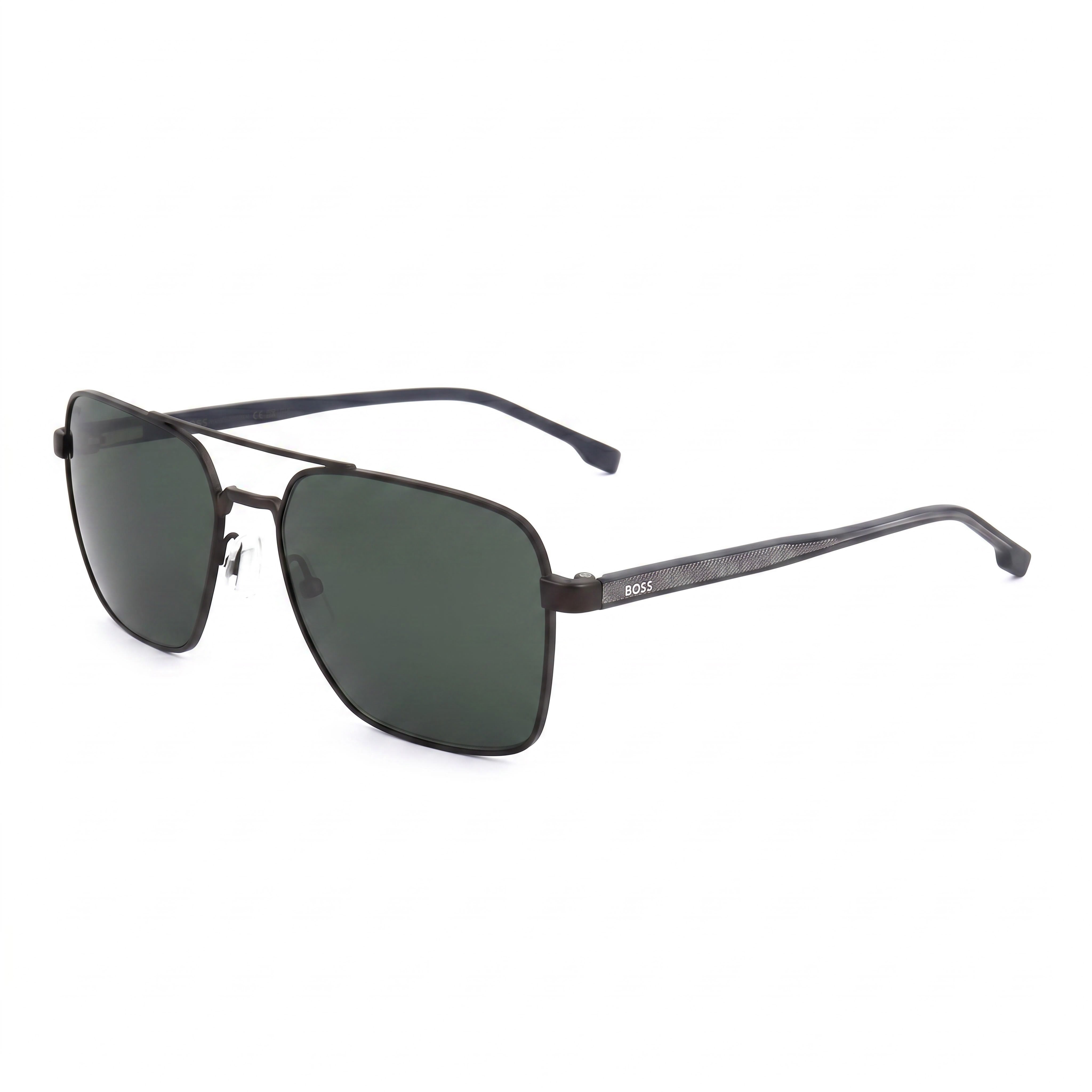 Hugo Boss BOSS 1045/S/IT Classic Unisex Sunglasses | Matte Ruthenium Black Metal Frame | Green Non-Polarized Lenses 58mm, Photo 1