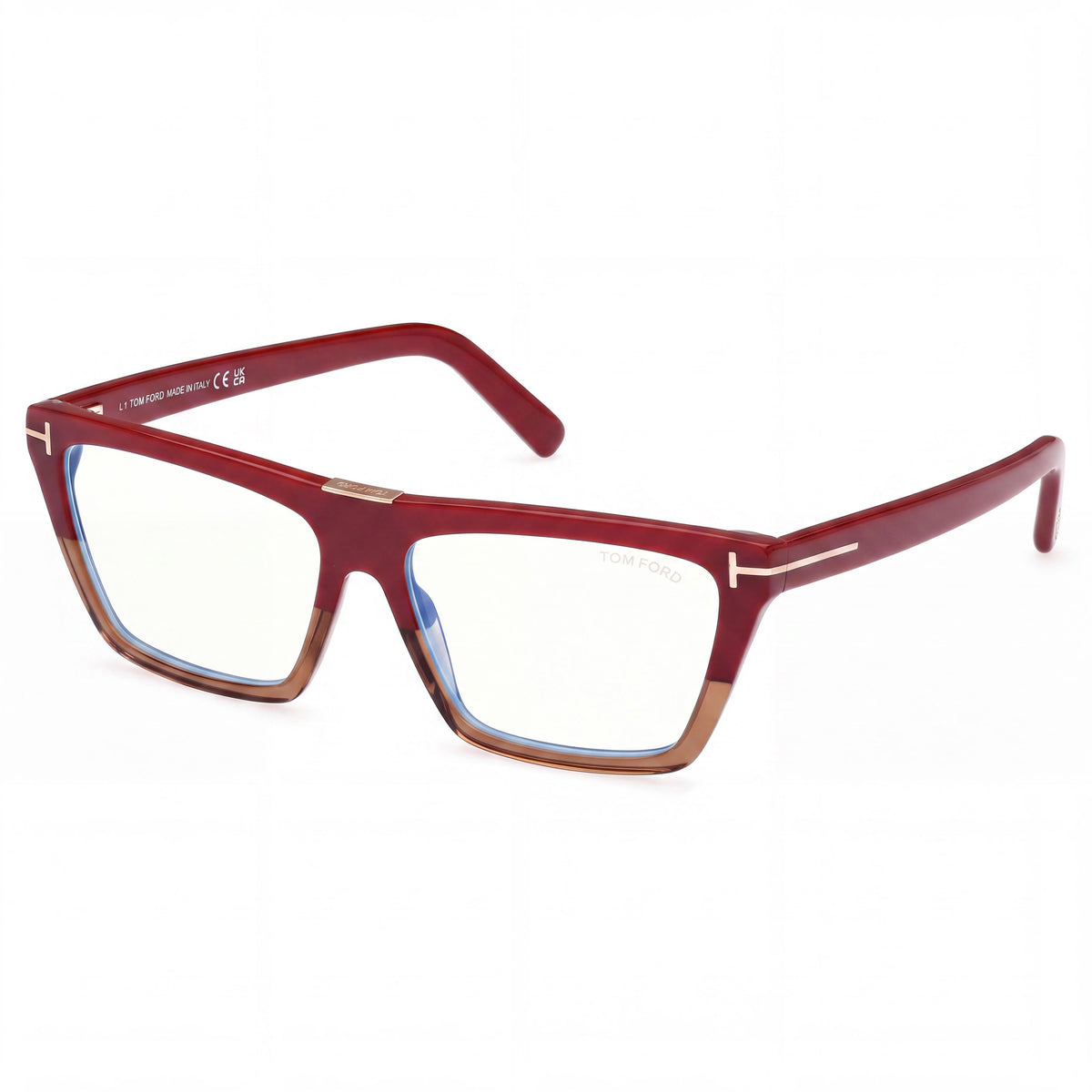 Montura de Gafas Tom Ford Ft5912-b de Acetato Burdeos para Mujer, Lente 57mm, Puente 15mm, Patilla 140mm, Photo 1