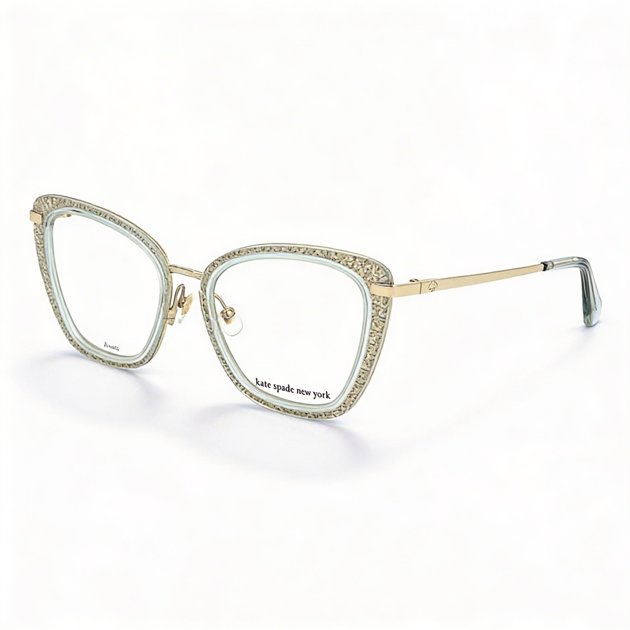 kate spade new york Gafas unisex de aleación de acero modernas verde transparente y dorado con lentes de policarbonato verde de 51 mm, Photo 1