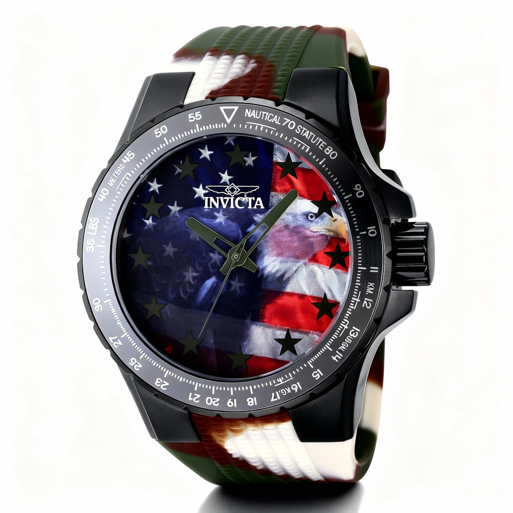 Reloj de cuarzo Invicta Aviator 48956 para hombre, caja de acero inoxidable de 50 mm, esfera roja, correa de silicona, resistente al agua hasta 10 ATM.