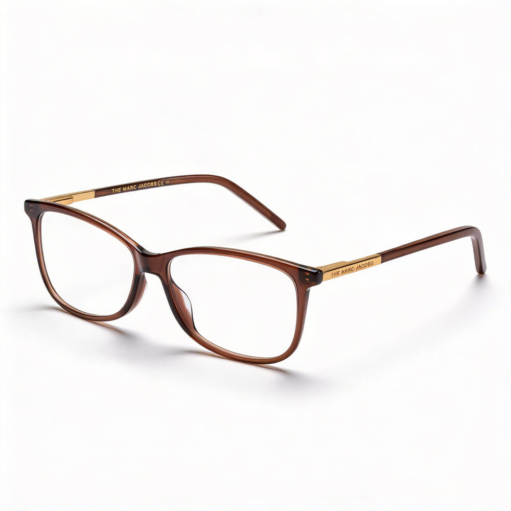 Monturas Ópticas Modernas Marc Jacobs Marc 513 de Acetato Marrón para Mujer con Lentes de Muestra Transparentes, Aptas para Receta, Ancho de Lente de 53 mm