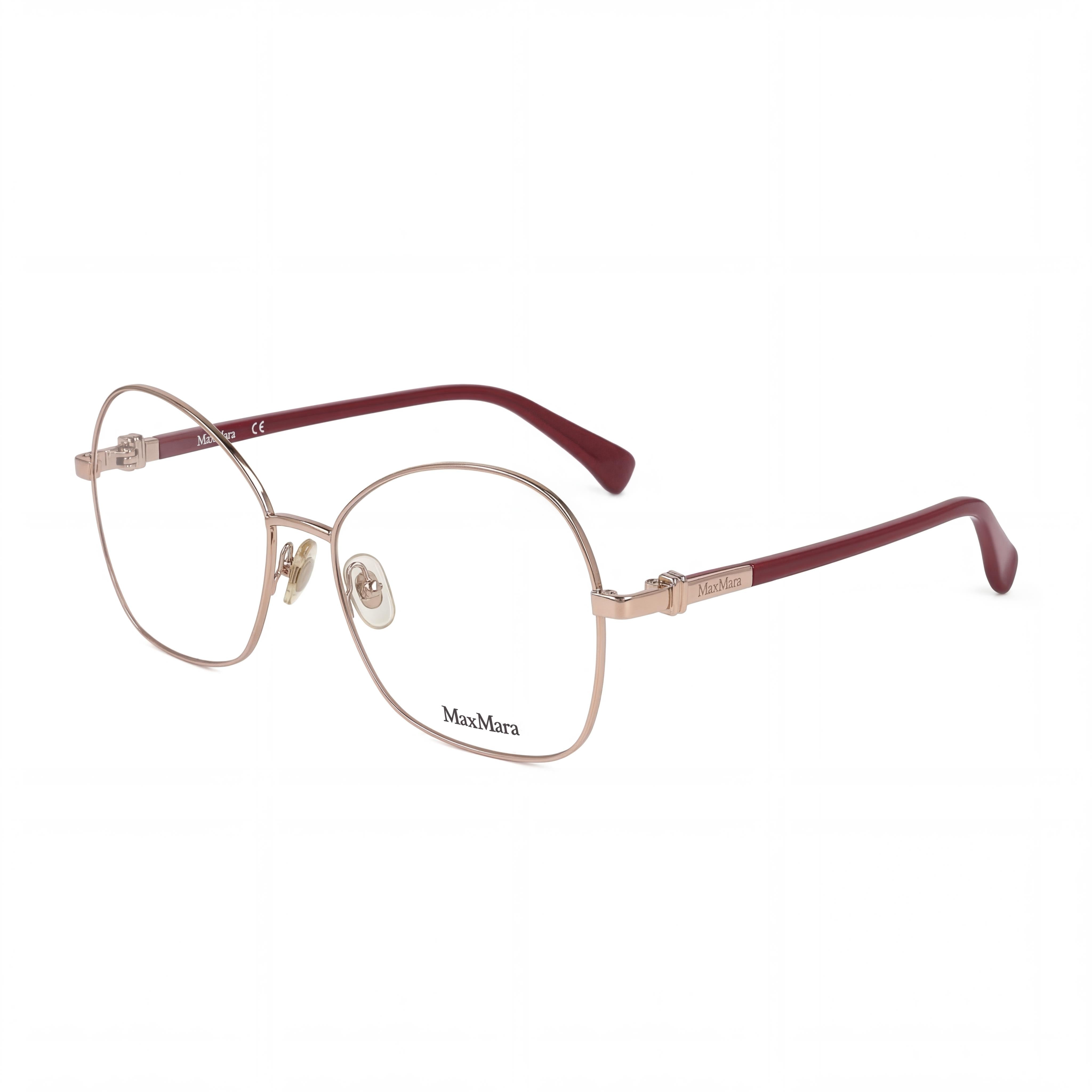 MaxMara Modern Women's Metal Eyeglasses Frame with Clear Lenses, Shiny Light Bronze, Size 55mm, Photo 1