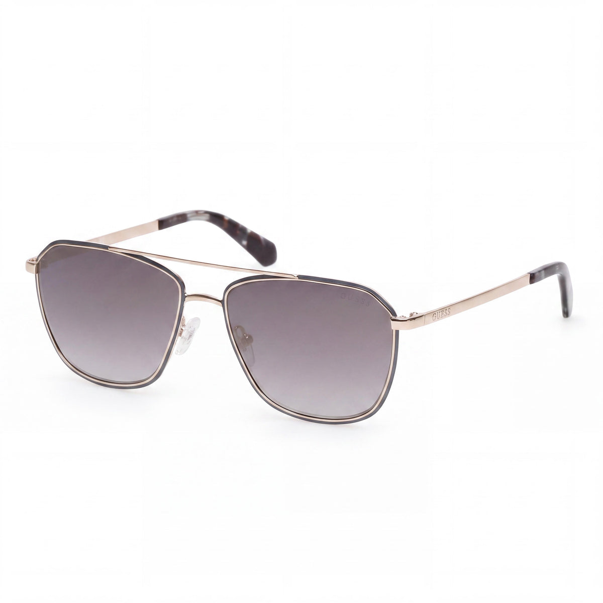 Gafas de sol de metal GUESS para hombre, montura de plástico dorado, lentes polarizadas de espejo ahumado, ancho de lente 56 mm, Photo 1