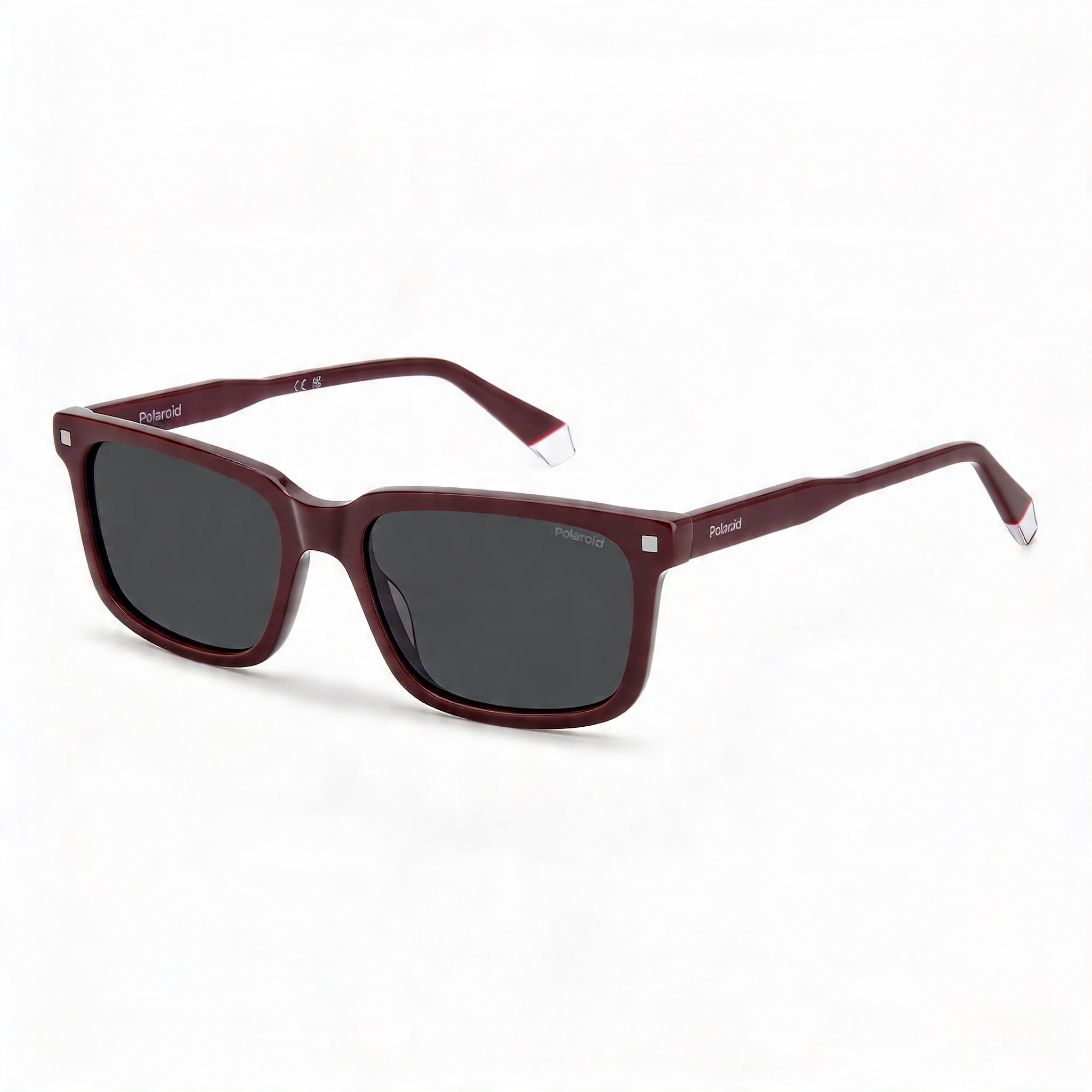 Gafas de sol Polaroid PLD 4174/S/X para hombre, polarizadas, rectangulares, de acetato color burdeos, con lentes grises de 55 mm y 100% protección UV, Photo 1