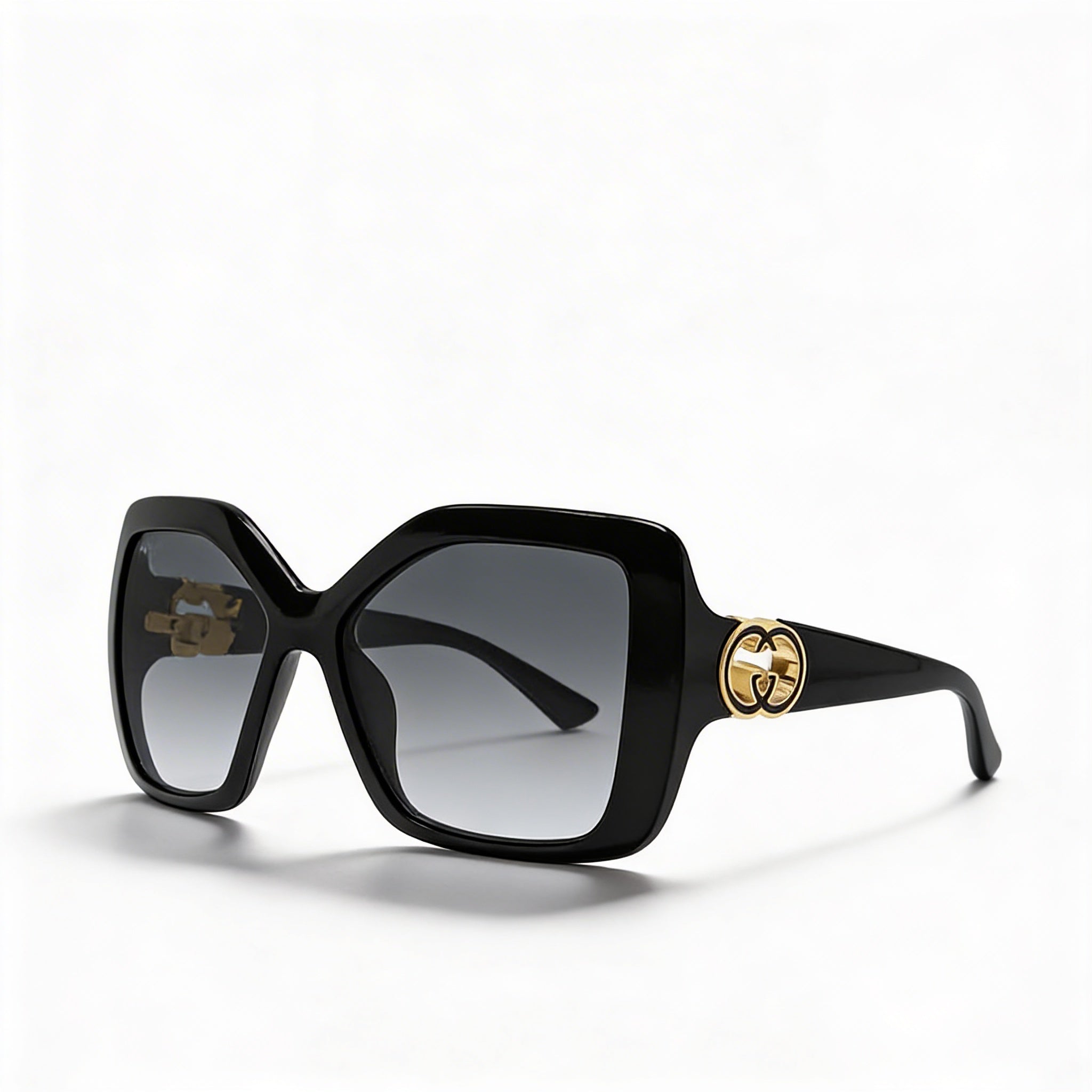Gafas de sol unisex modernas Gucci con montura negra y lentes negras, puente de 18 mm, patilla de 145 mm, Photo 1