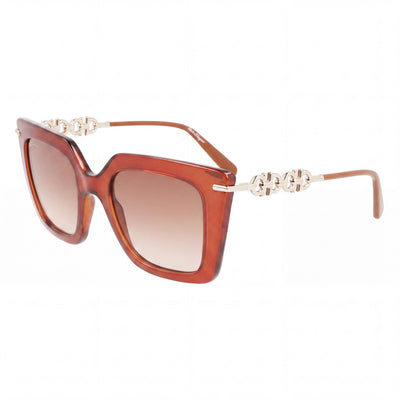 Salvatore Ferragamo SF1041S Women's Butterfly Plastic Sunglasses Transparent Brown Frame Brown Gradient Non-Polarized 51mm