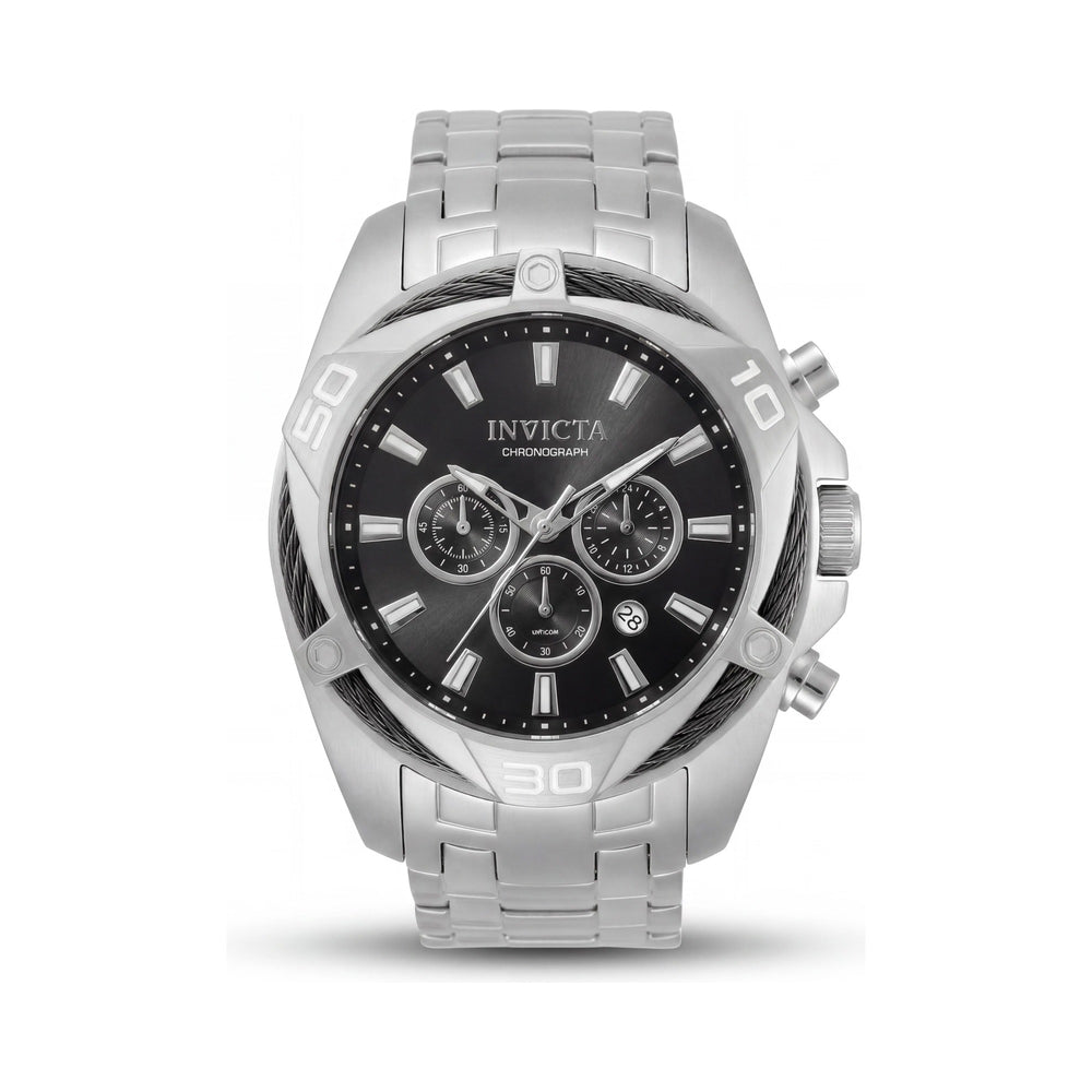 Reloj Invicta Bolt 34118 para hombre, cronógrafo de cuarzo, acero inoxidable plateado, esfera gris, 50 mm
