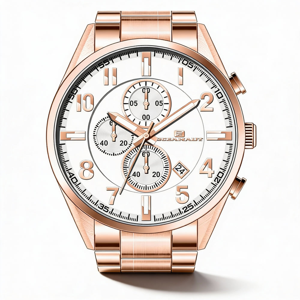 Reloj de pulsera Oceanaut para hombre, esfera plateada, caja y pulsera de acero inoxidable, resistente al agua.