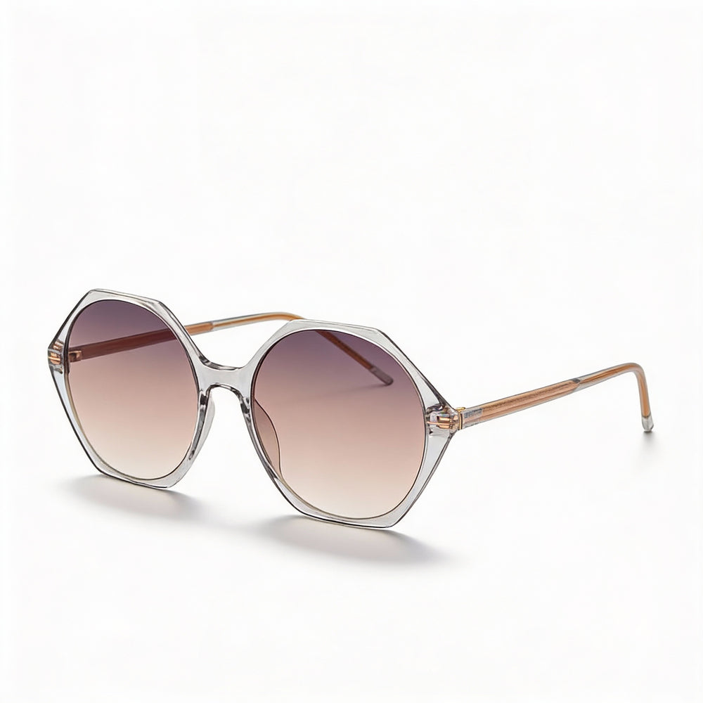 Gafas de sol Hugo Boss Light & Minimal para mujer, montura gris de acetato claro, lentes de doble tono en gris y marrón, 56-18-140