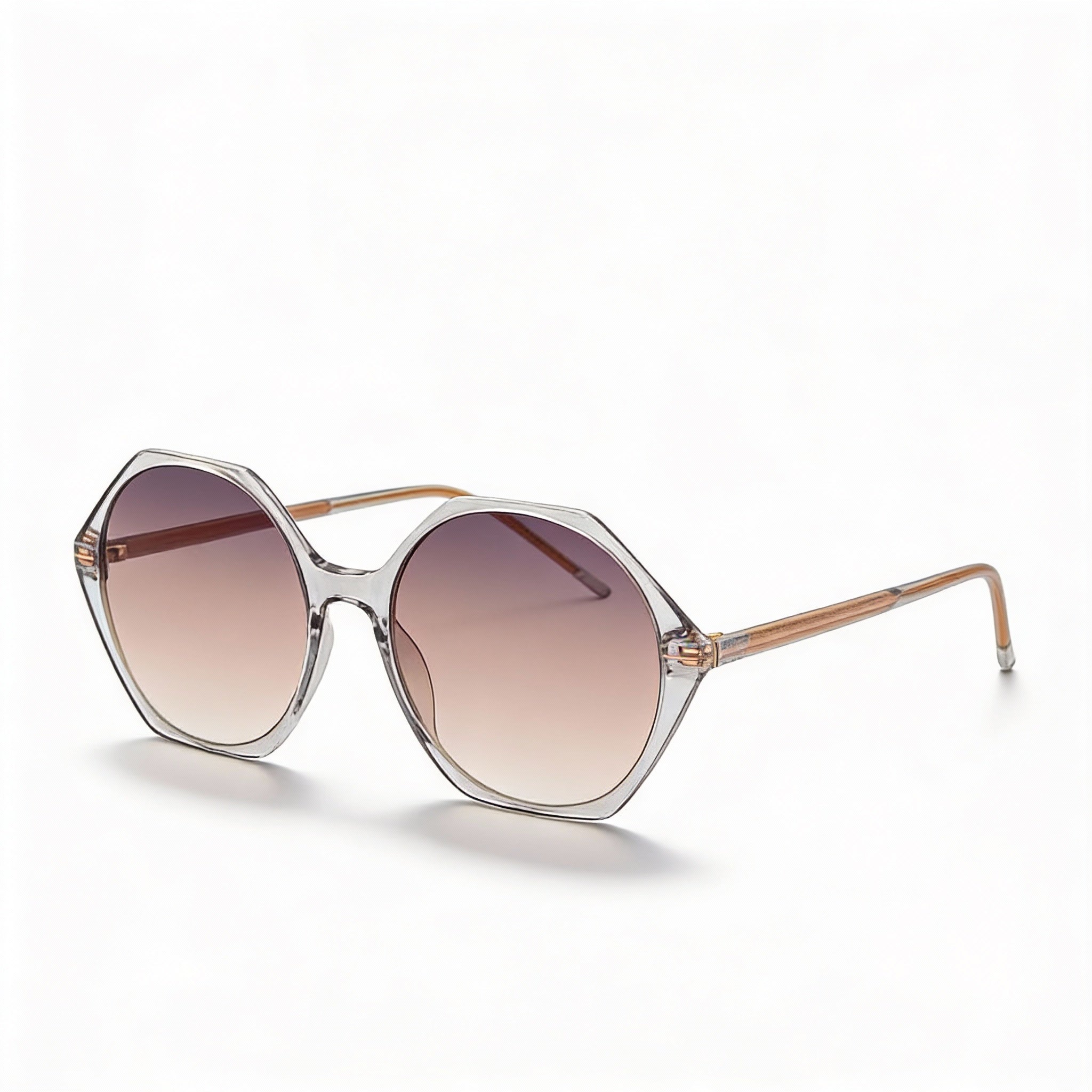 Gafas de sol Hugo Boss Light & Minimal para mujer, montura gris de acetato claro, lentes de doble tono en gris y marrón, 56-18-140, Photo 1