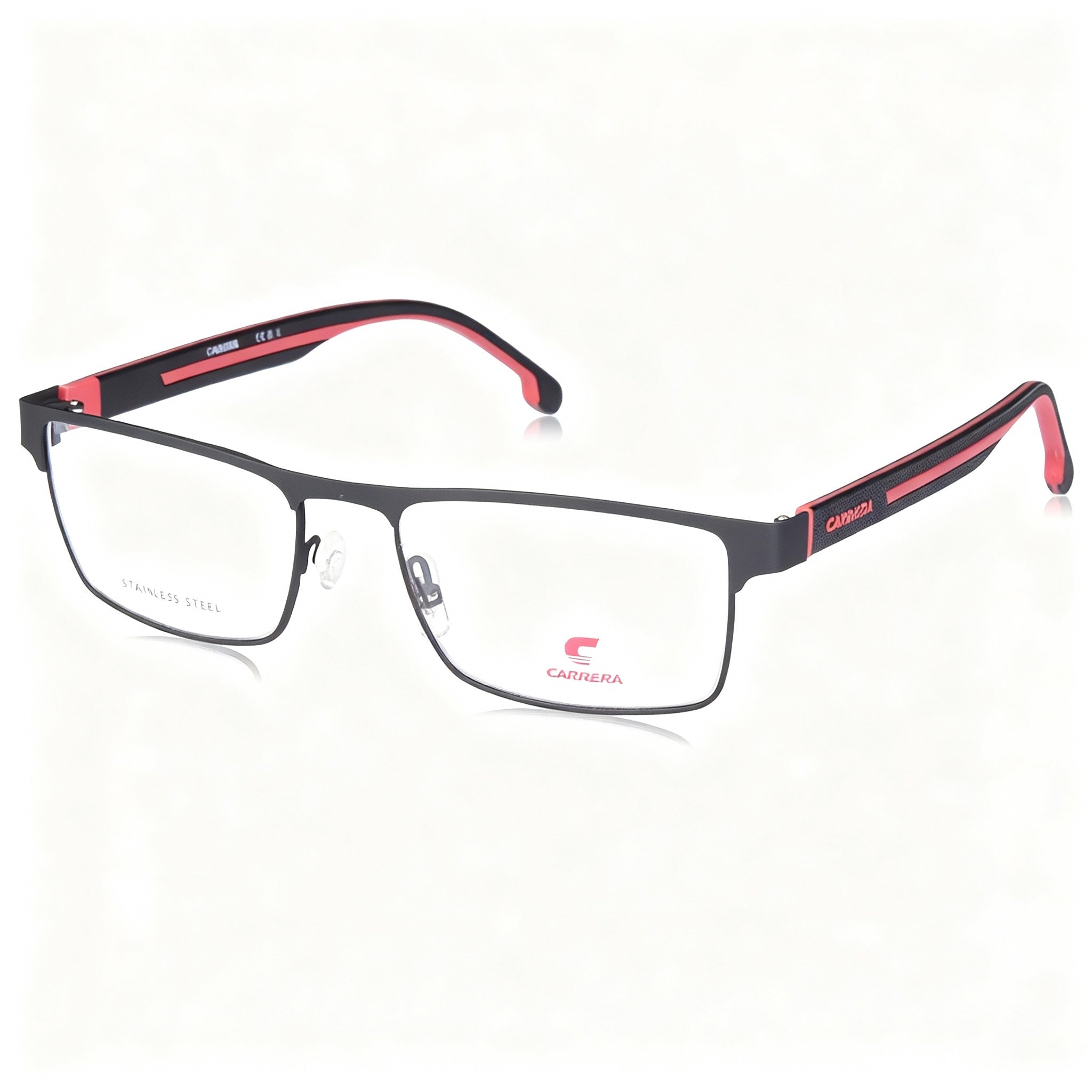 Carrera Modern Women's Eyewear, Alloy Steel Frame, Polycarbonate Lenses, Matte Black Red, 57mm