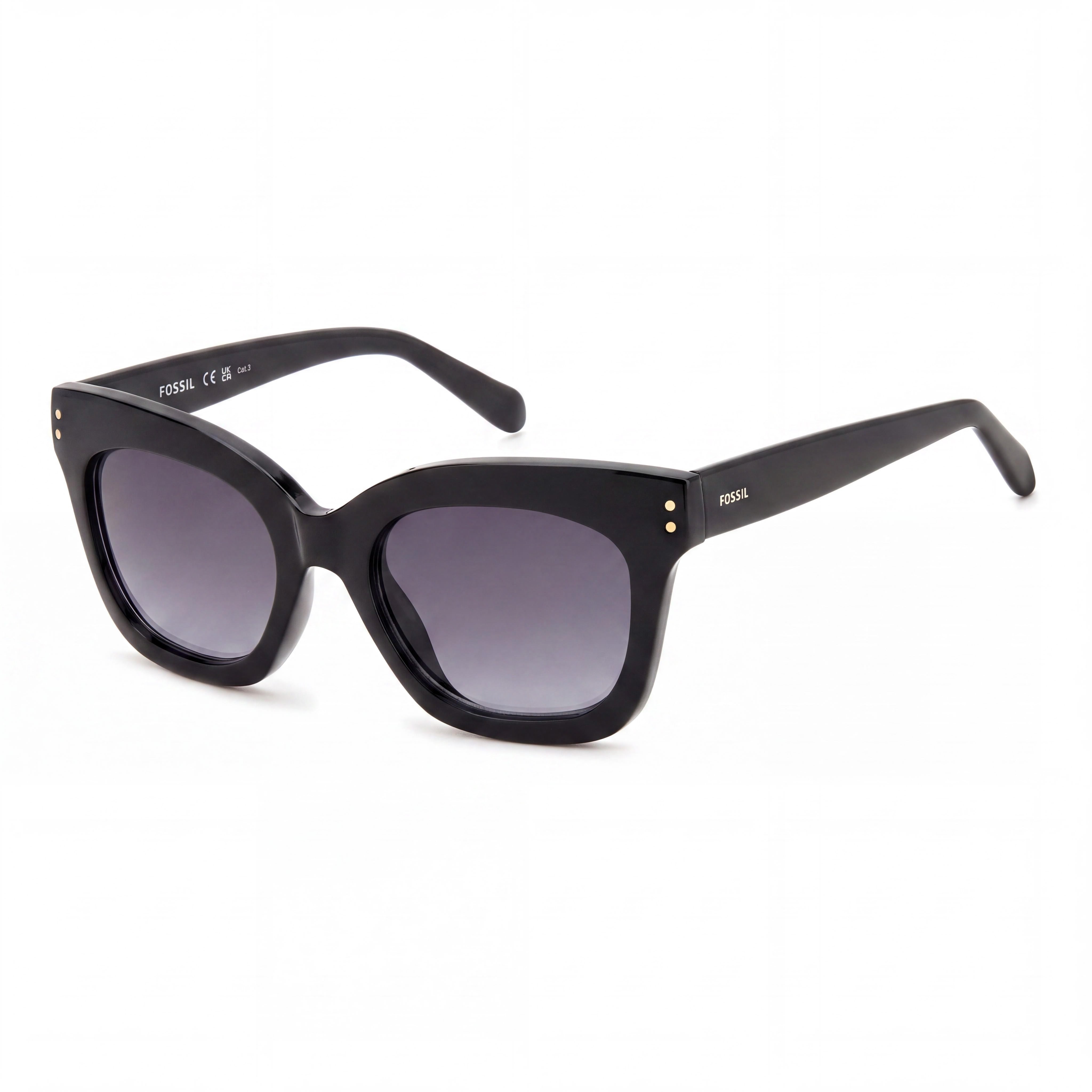 Fossil Gafas de Sol de Mujer Fos 3153/G/S de Propionato de Celulosa Negro, Lentes Gris Oscuro Jaspeado, 52mm, Photo 1