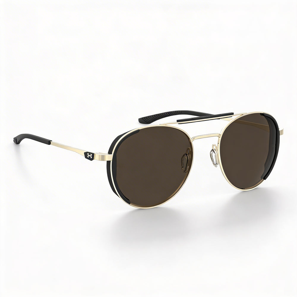 Under Armour UA 0008/G/S Unisex Sunglasses with Light Gold Alloy Steel Frame and UV Protection, 55mm Lens