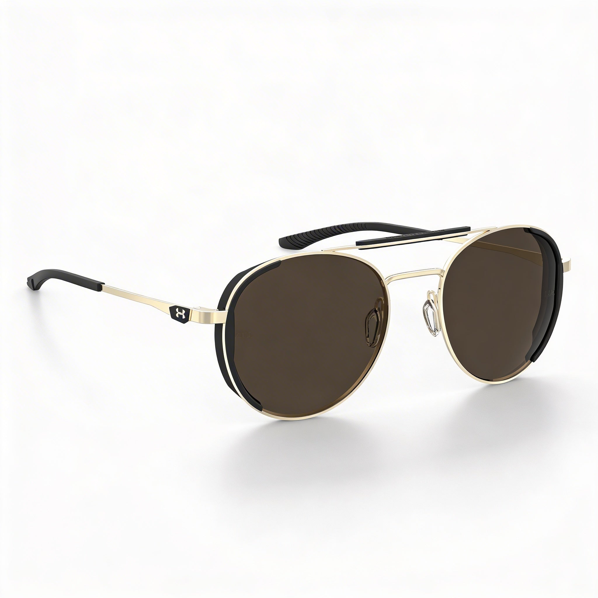 Gafas de sol unisex Under Armour UA 0008/G/S con montura de acero de aleación en dorado claro y protección UV, lentes de 55 mm, Photo 1