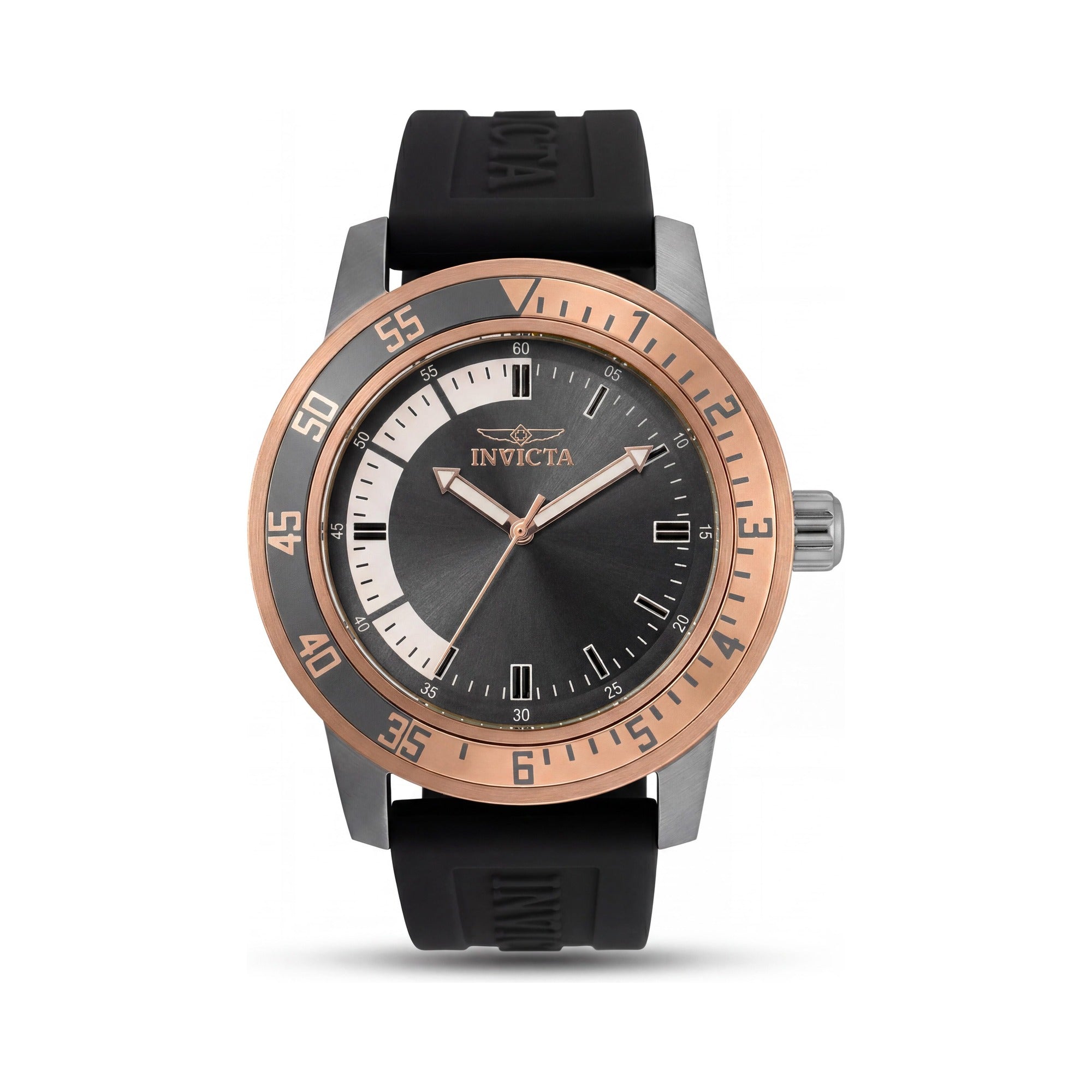 Invicta 35687 Men's Gunmetal Black Rose Gold Stainless Steel Silicone Water Resistant Glow In The Dark Watch 45mm, Photo 1