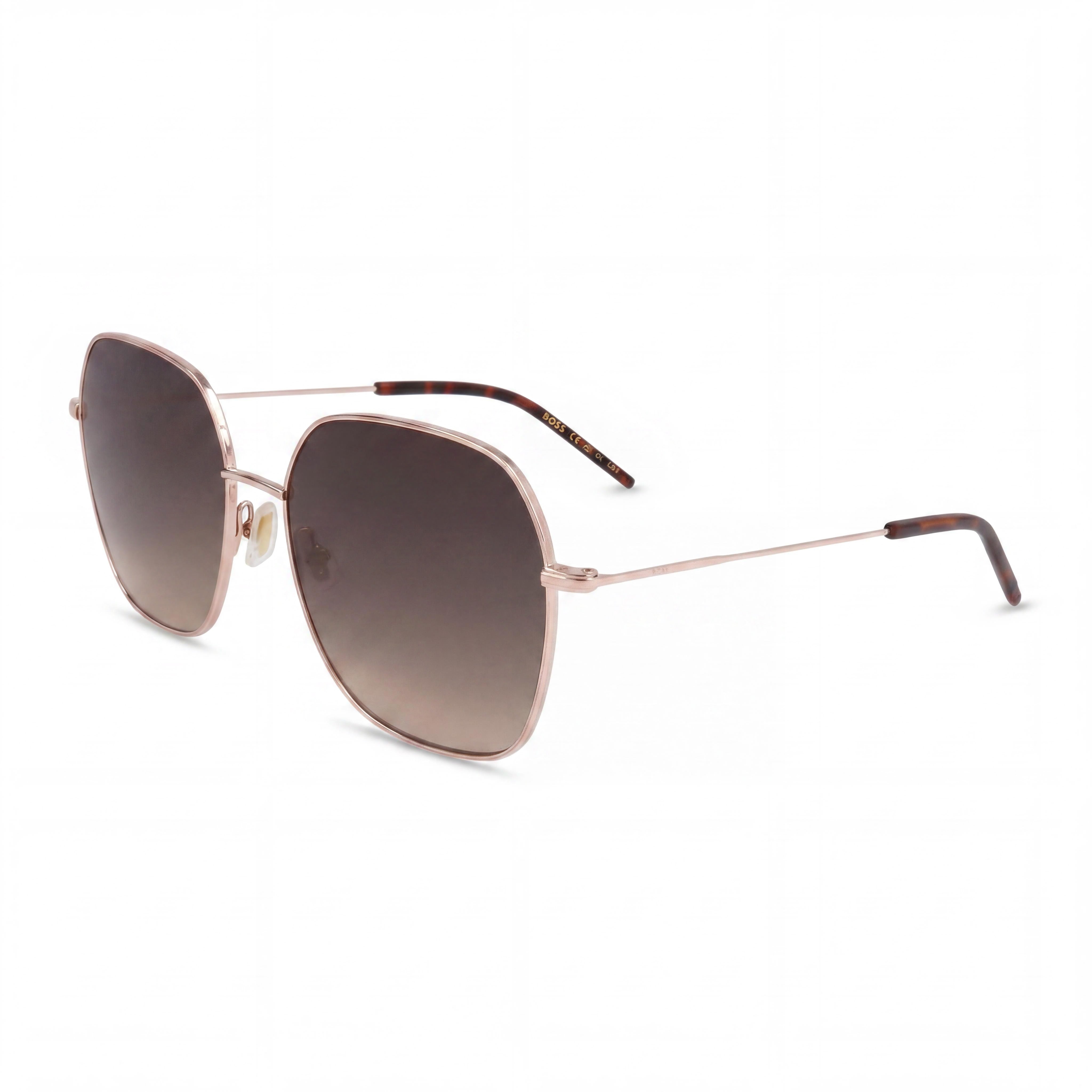 Gafas de sol Hugo Boss casual de mujer con montura de acero inoxidable en cobre dorado y lentes con protección UV de 58 mm, Photo 1