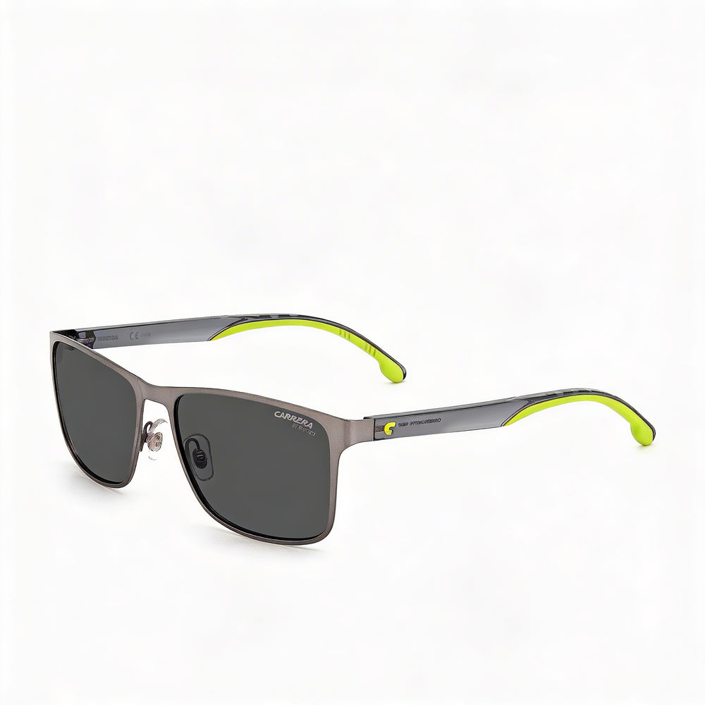 Carrera 2037t/S Unisex Rectangular Plastic Matte Ruthenium Grey Sunglasses 55mm