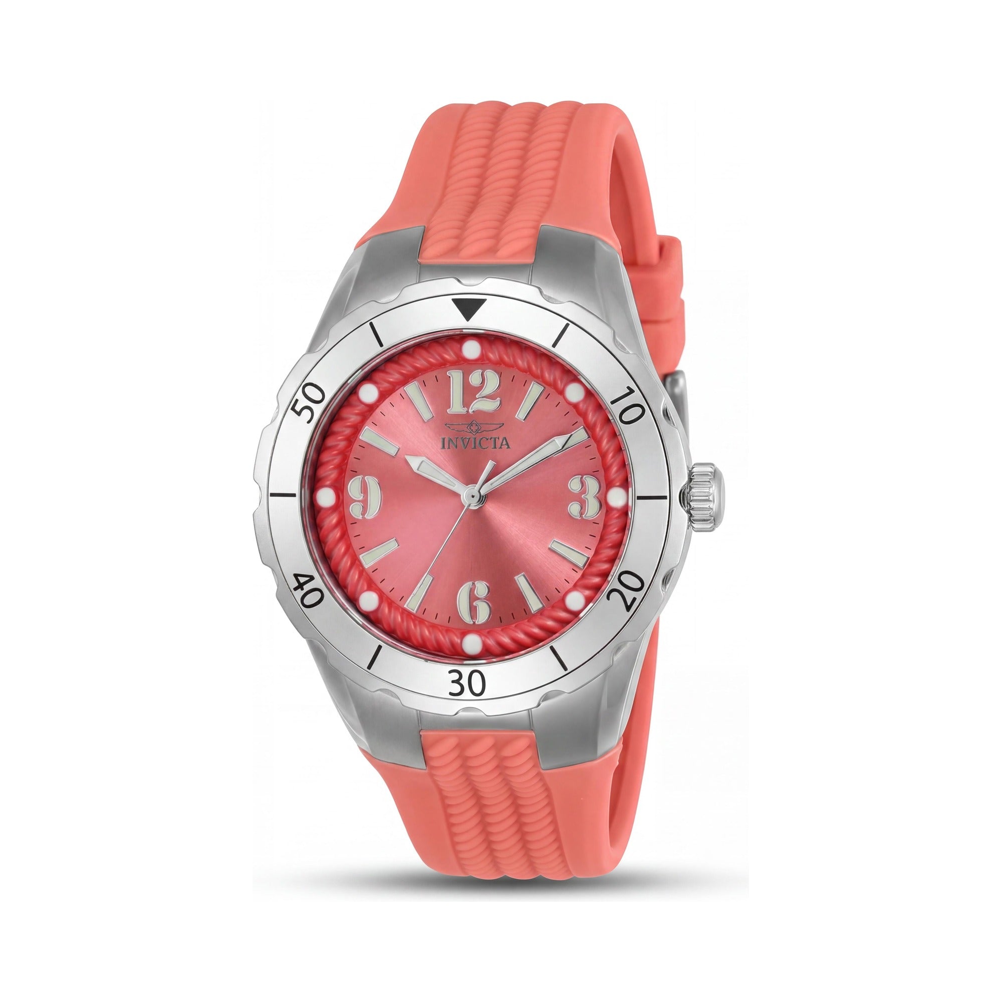 Invicta Angel 24122 Women's 38mm Rose Dial Stainless Steel & Rose Rubber Water Resistant Watch, Photo 1