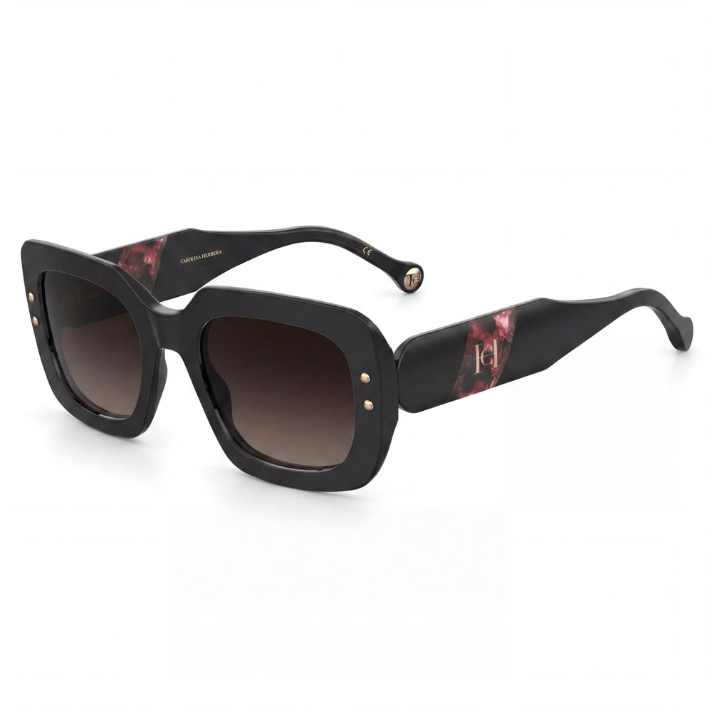 Gafas de sol rectangulares no polarizadas Carolina Herrera HER 0186/S de acetato para mujer, color negro, burdeos, marrón, 52 mm