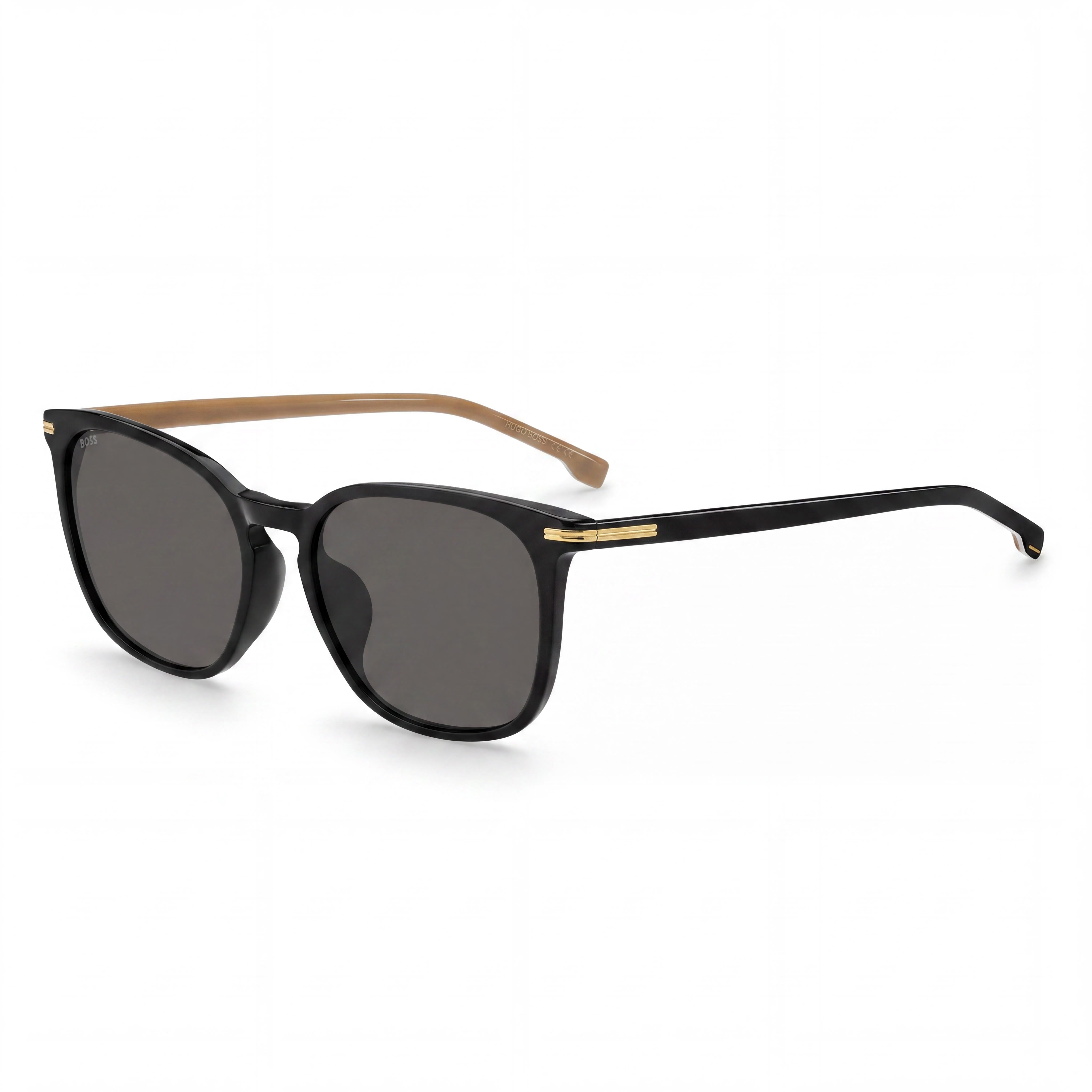 Hugo Boss Modern Women's Sunglasses, Black Eco Acetate Frame, Black Lens, 100% UV Protection, 56mm, Photo 1