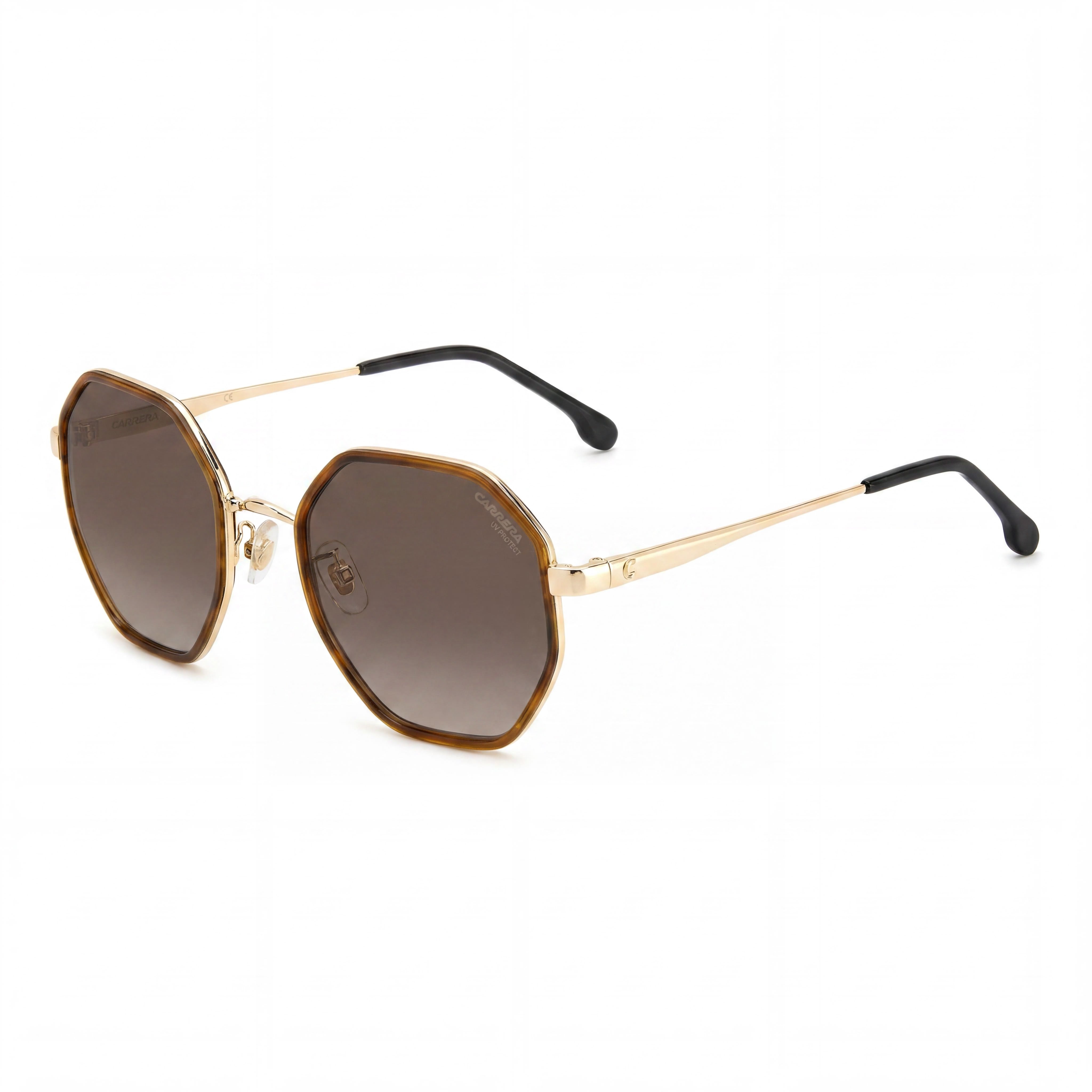 Gafas de sol Carrera Modern de mujer, armazón de cuerno y metal marrón, lentes marrones degradadas, protección UV 53mm, Photo 1