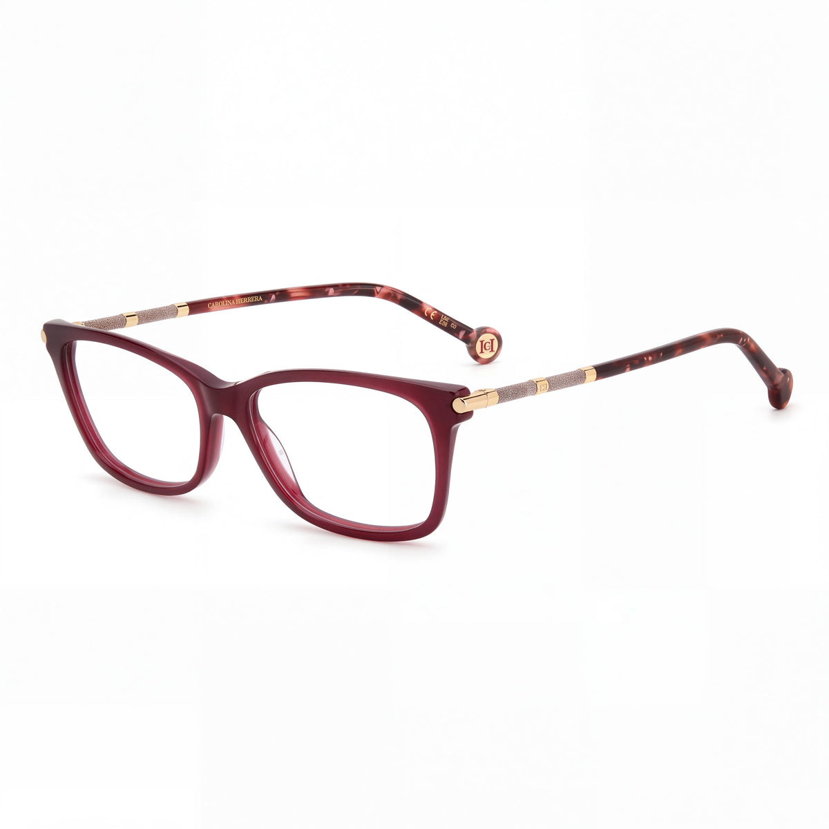 Carolina Herrera 0198 Women's Classic Style Plastic Sunglasses in Burgundy Gold, 53mm Lens Width, Photo 1