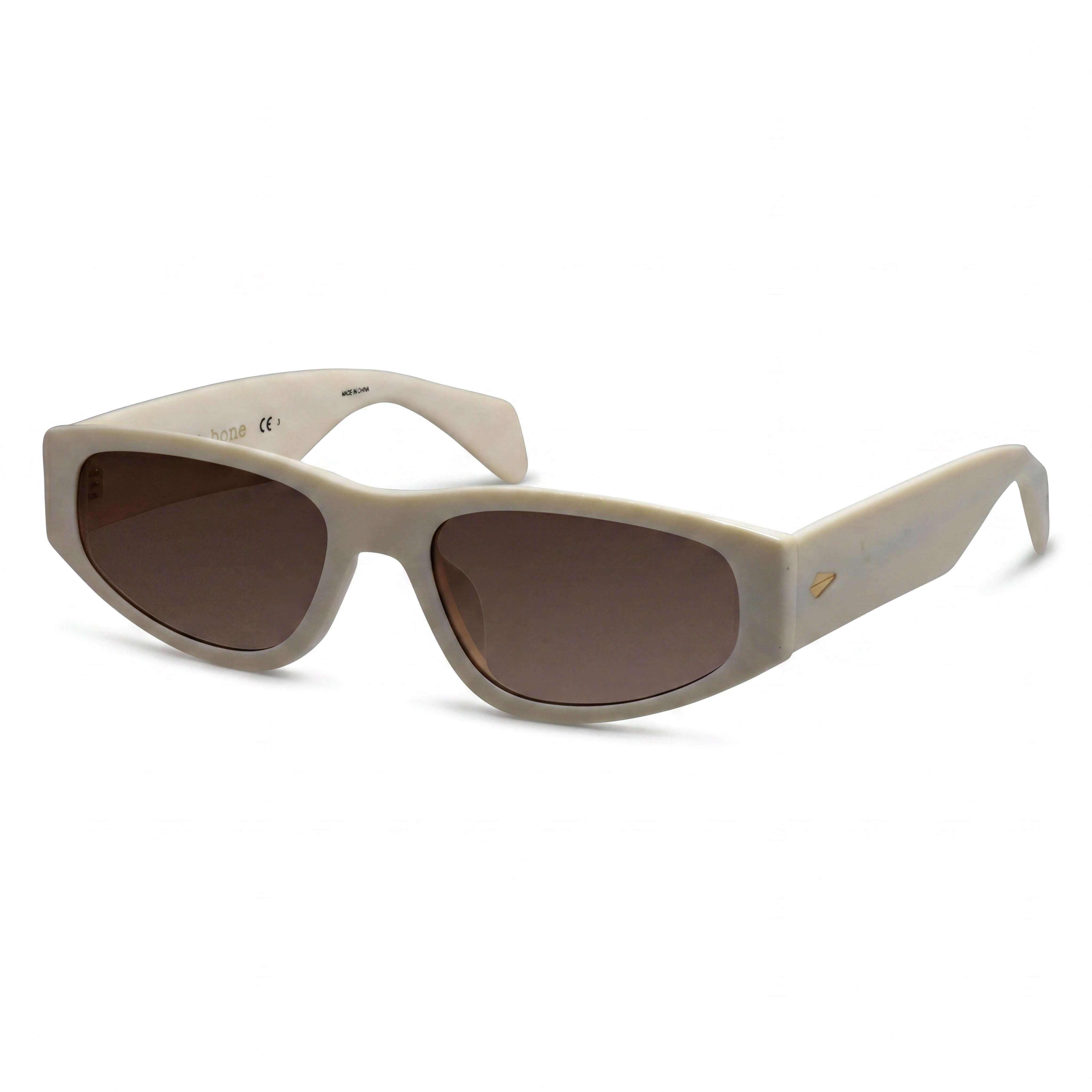Gafas de sol de ojo de gato para mujer Rag & Bone RNB1047/G/S, armazón de acetato crema y dorado, lentes marrones no polarizadas, protección UV del 100 %, 55 mm, Photo 1