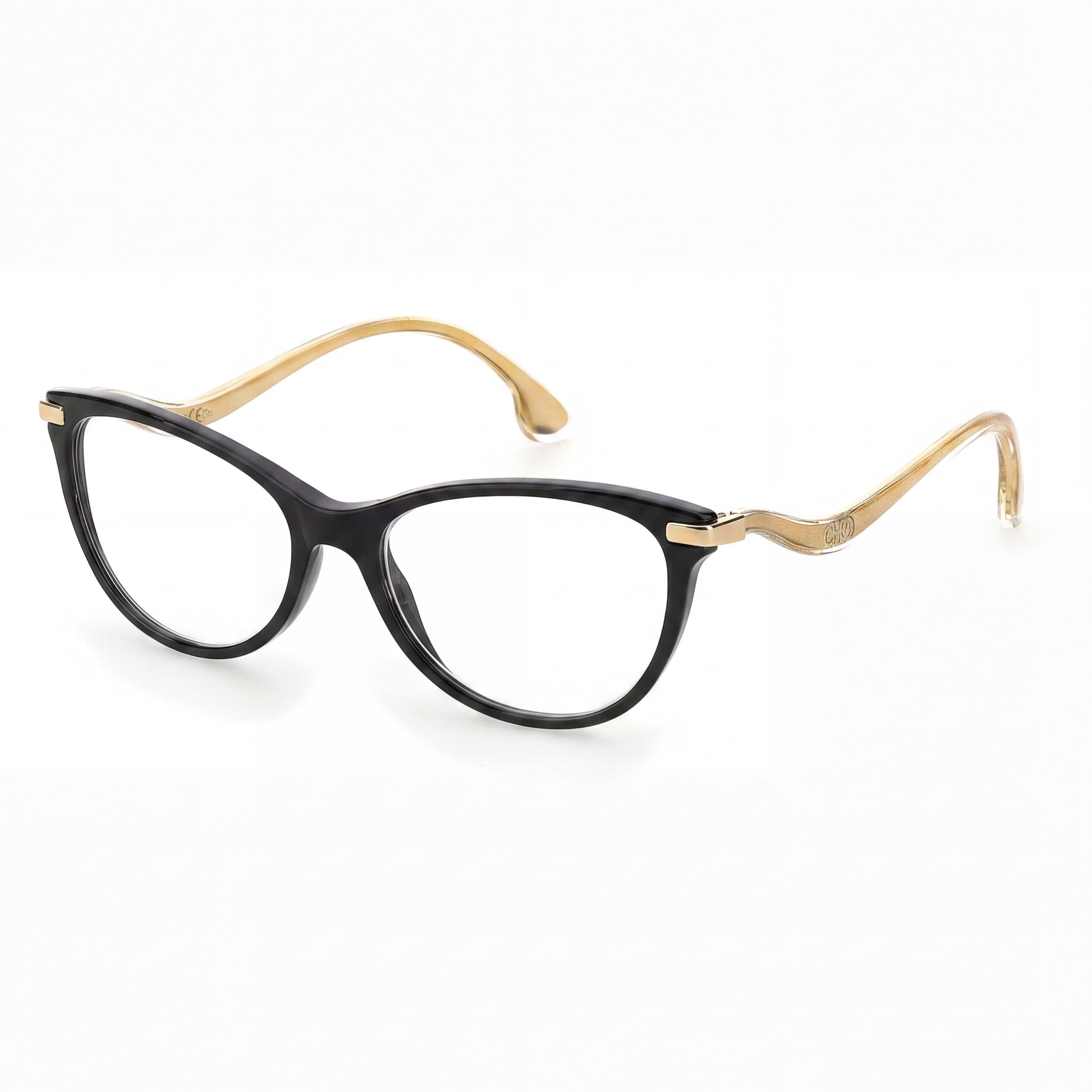 Jimmy Choo 258 - Montura de acetato con forma de ojo de gato, color negro, para mujer, con patillas onduladas, 54 mm, Photo 1