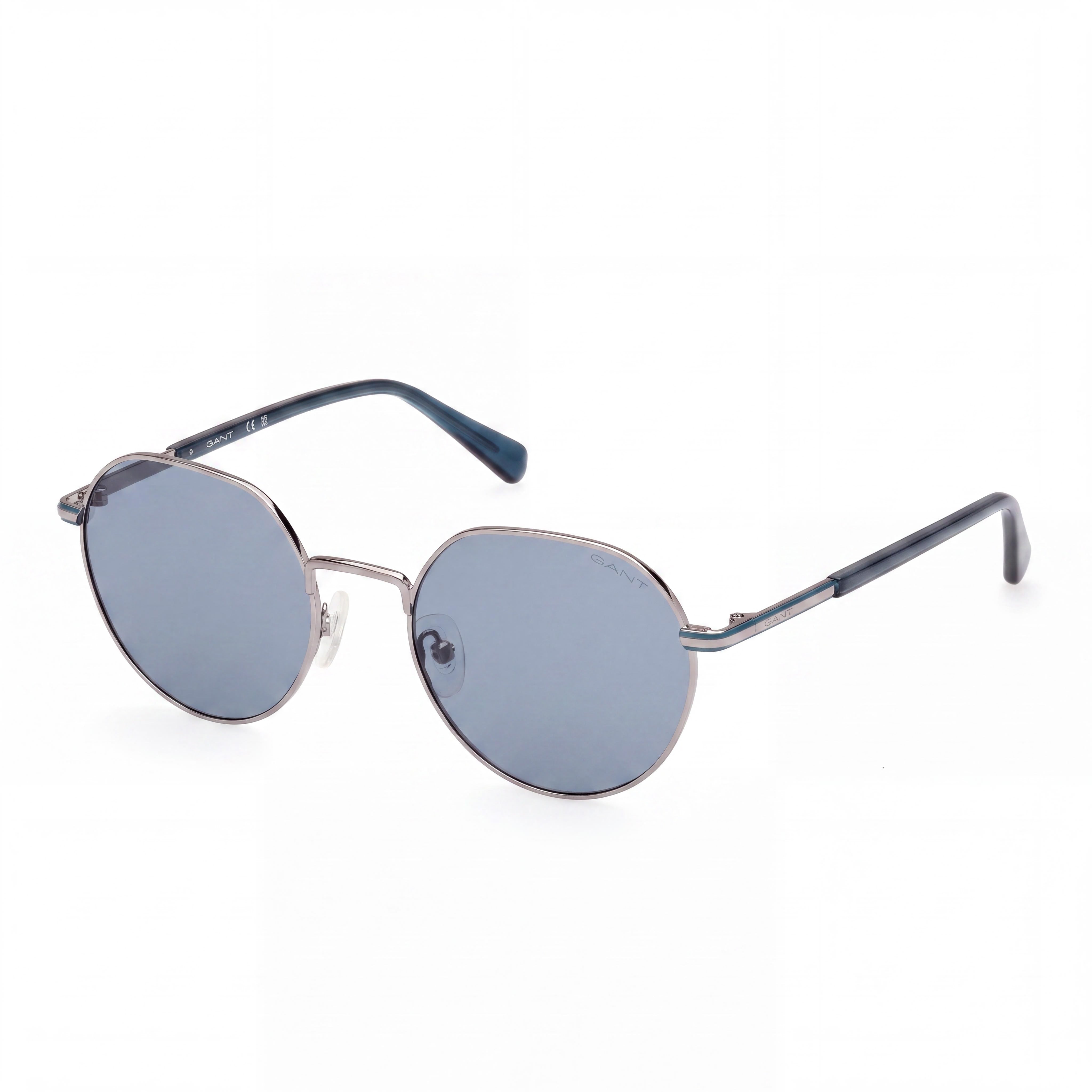 GANT GA7233 Women's Round Metal Frame Sunglasses, 100% UV Protective, Shiny Light Ruthenium, 53mm, Photo 1