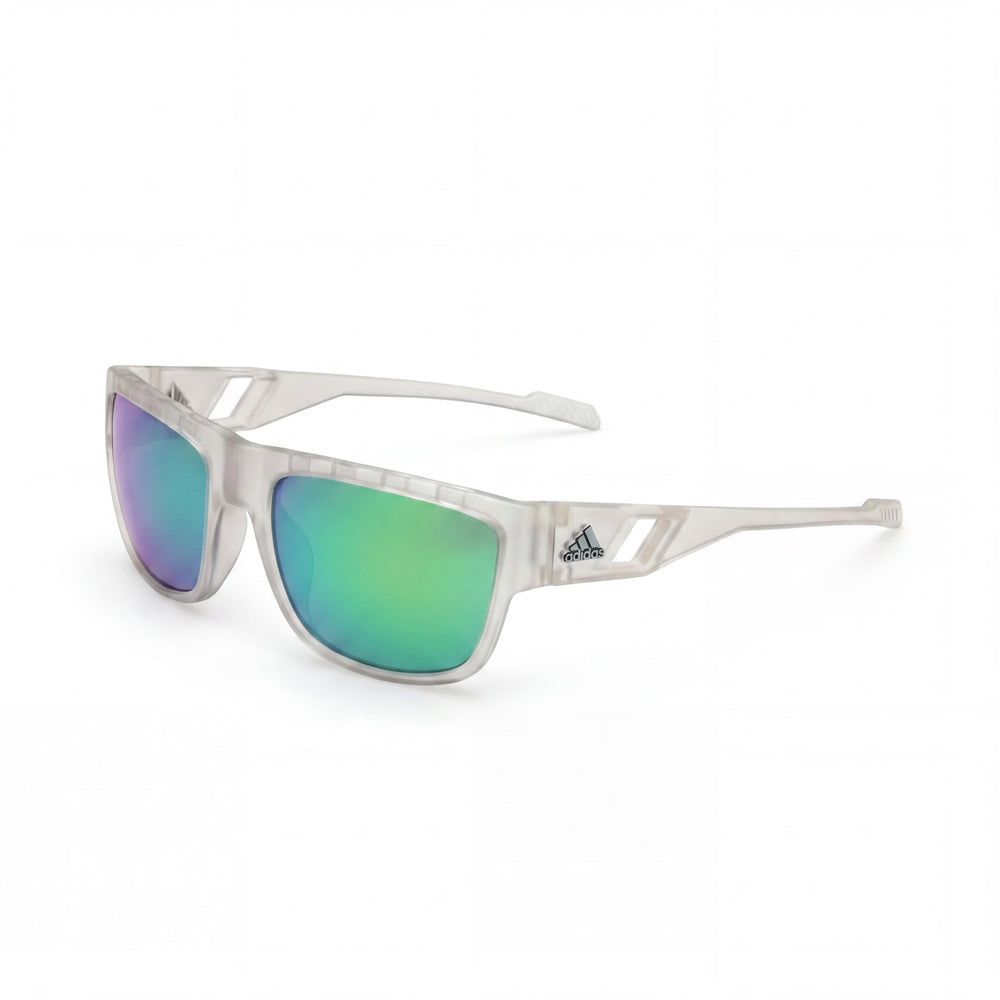 adidas Gafas de sol de plástico 100% UV para hombre, armazón de cristal, lente de espejo verde, 60 mm