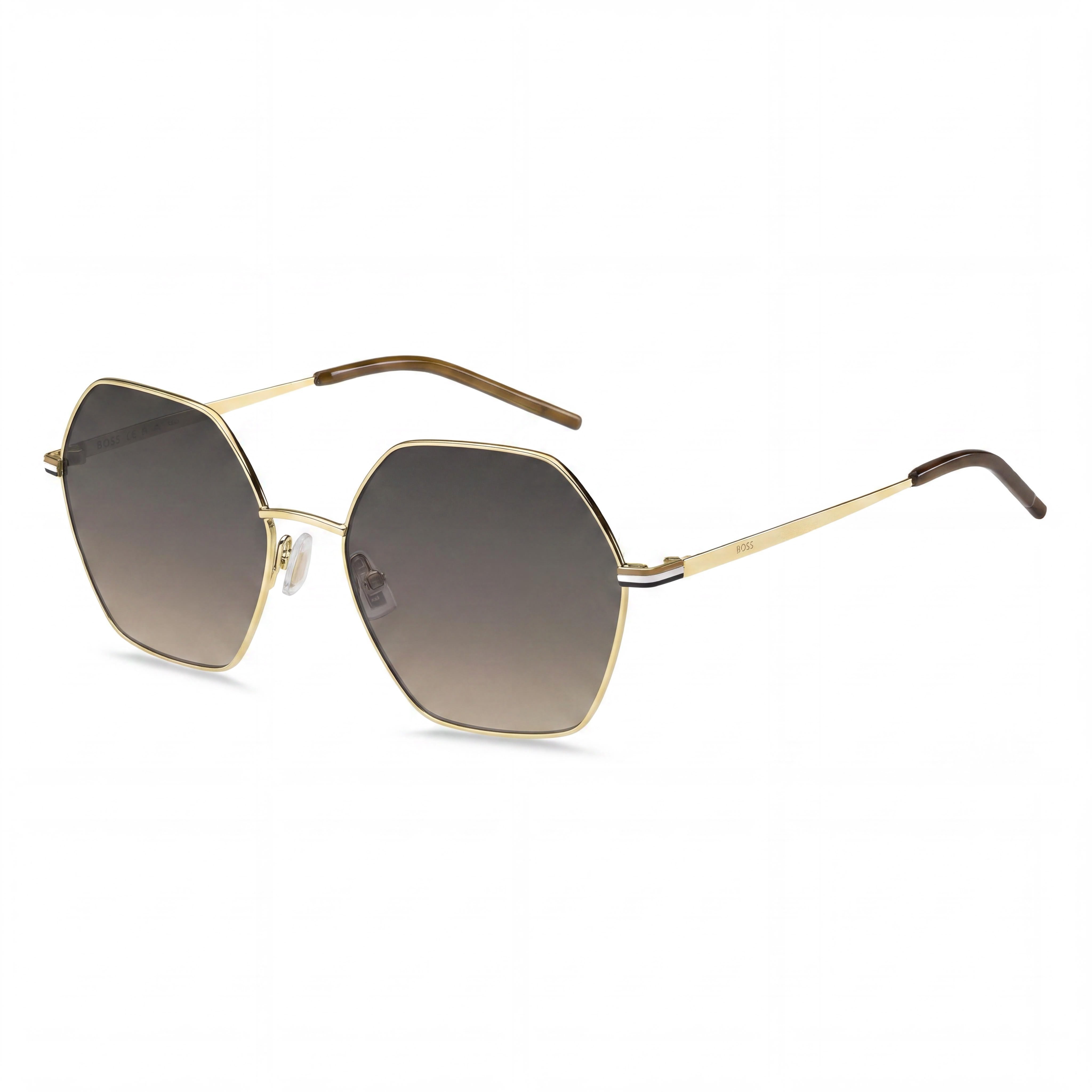 Hugo Boss Light & Minimal Women's Stainless Steel Gold Grey Frame, Grey Brown Doubleshade Lens, 57mm Sunglasses, Photo 1