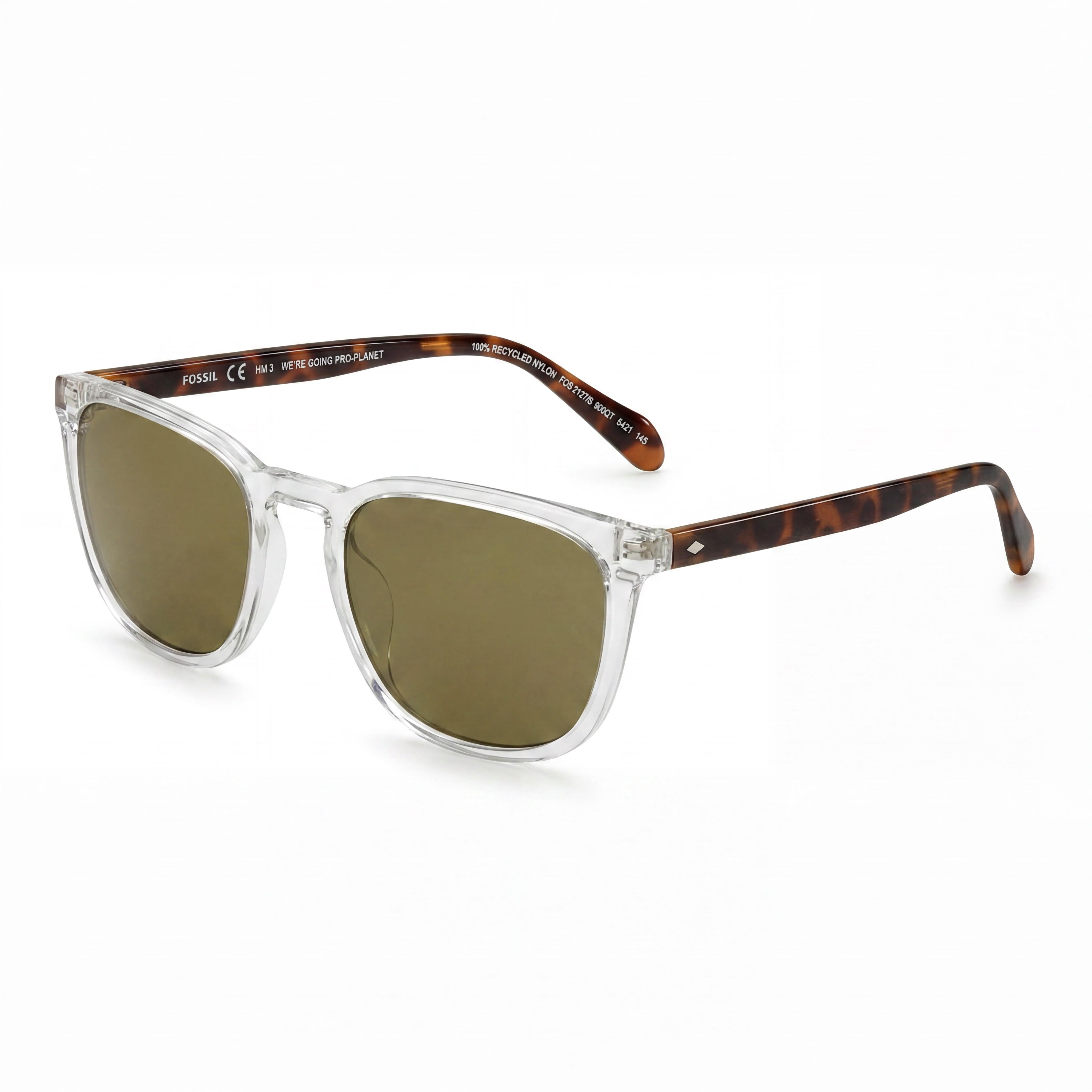 Fossil Modern Unisex Crystal ECO POLYAMIDE Frame Non-Polarized UV Protection Sunglasses 54mm, Photo 1