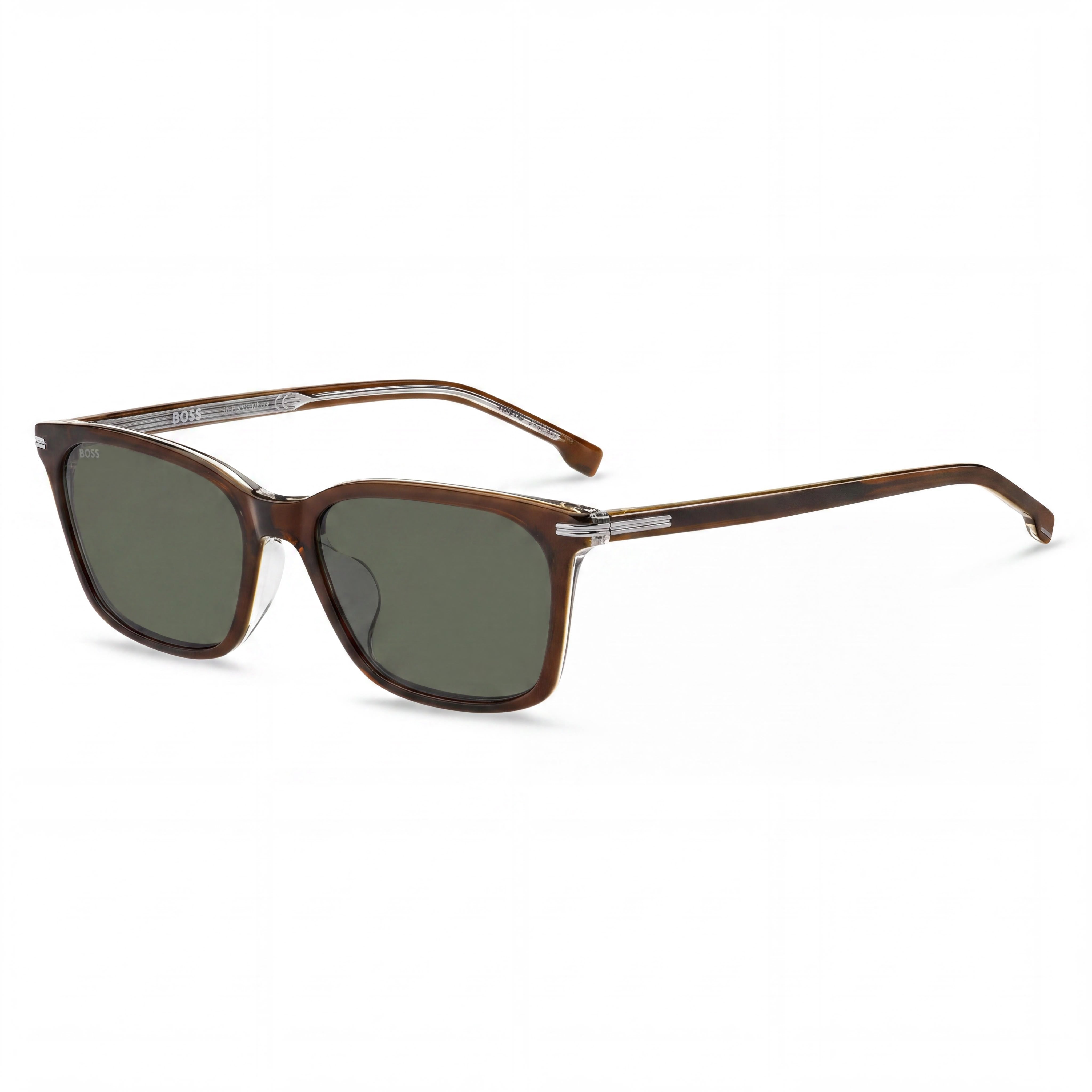 Hugo Boss Men's ADULT Brown Eco Acetate Frame, Green Lenses, 56mm, 100% UV Protection Sunglasses, Photo 1