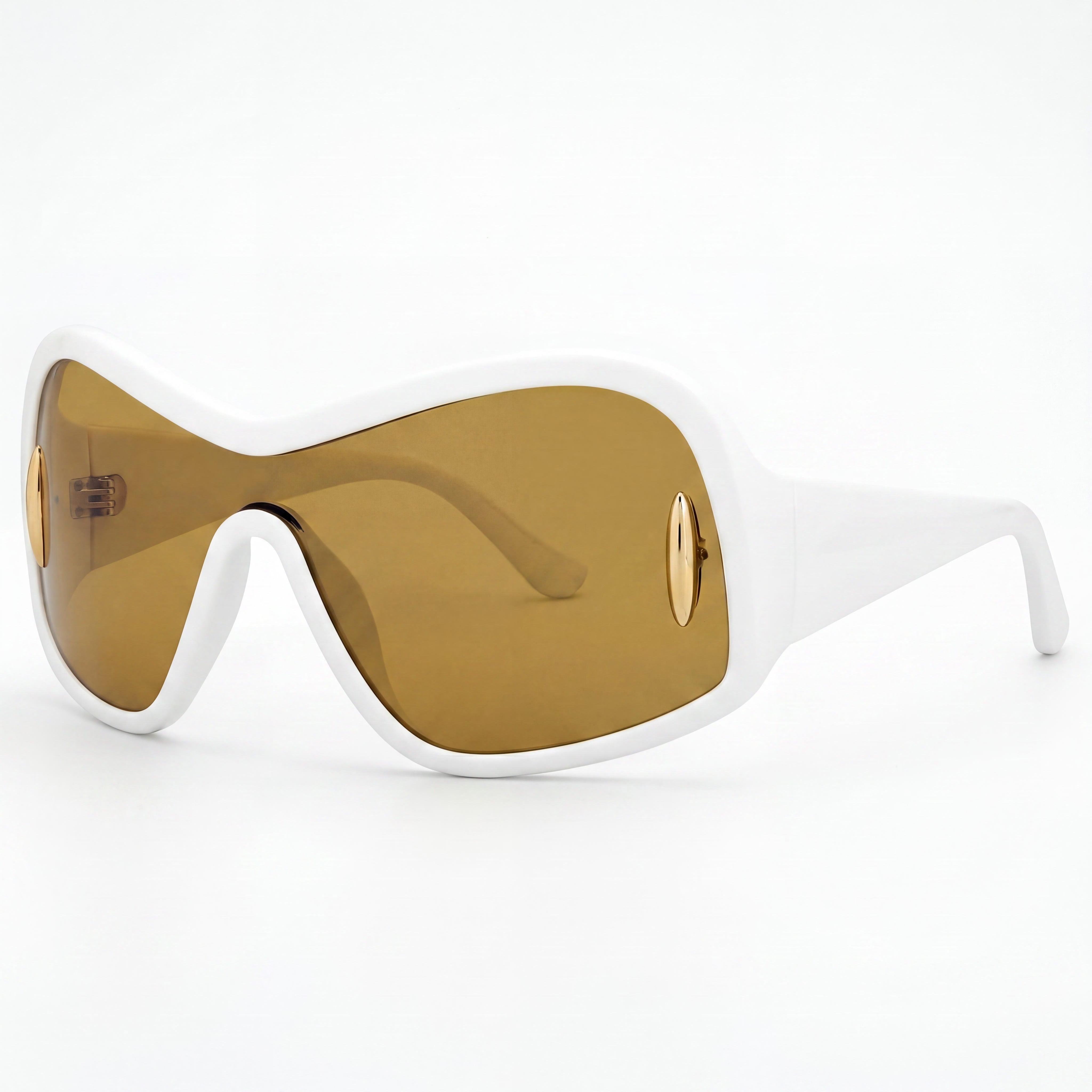 LOEWE Glam Unisex Mask Sunglasses, Black Gray Mirrored Plastic Frame, Brown Mirror Non-Polarized Lenses, 100% UV Protection 135mm, Photo 1