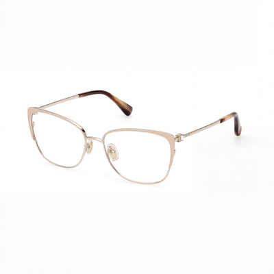 Gafas MaxMara Modern para mujer con montura metálica, montura en oro rosa brillante con esmalte color marfil, lentes en oro rosa brillante, 55 mm