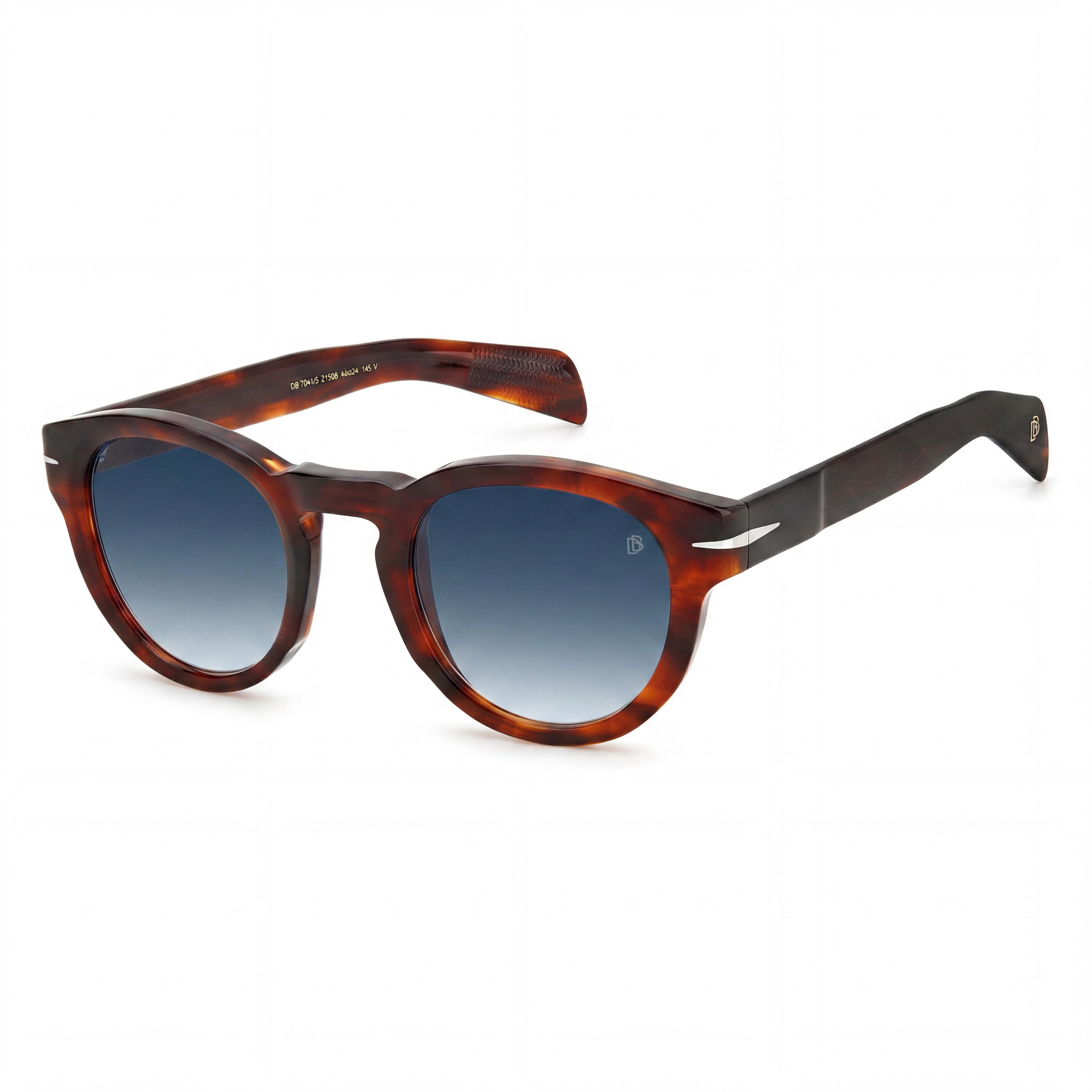 Gafas de sol David Beckham PANTHOS Tea Cup de protección UV para hombre, acetato de La Habana a rayas marrones, aptas para casco de moto, 48 mm, Photo 1