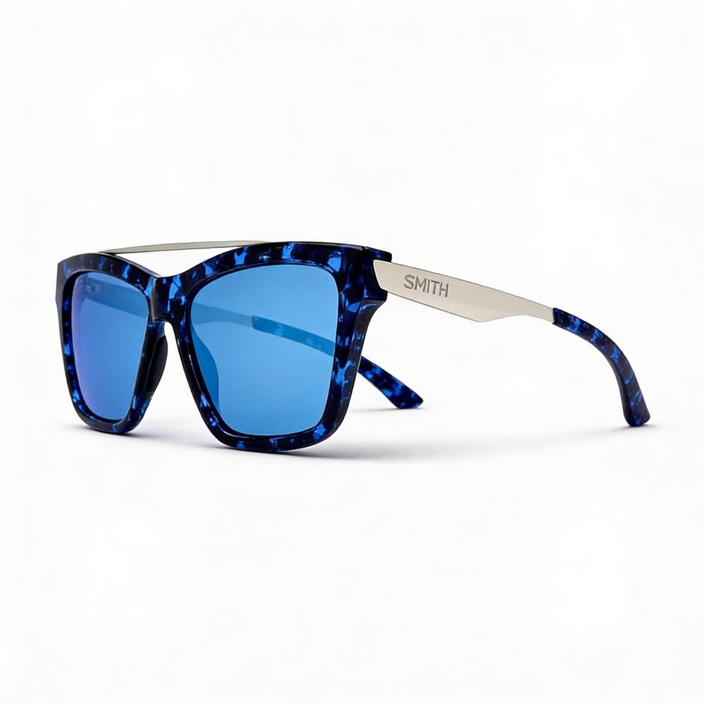 Gafas de sol unisex Smith Optics The Runaround con protección UV, color azul tortuga, efecto espejo ChromaPop, 55 mm
