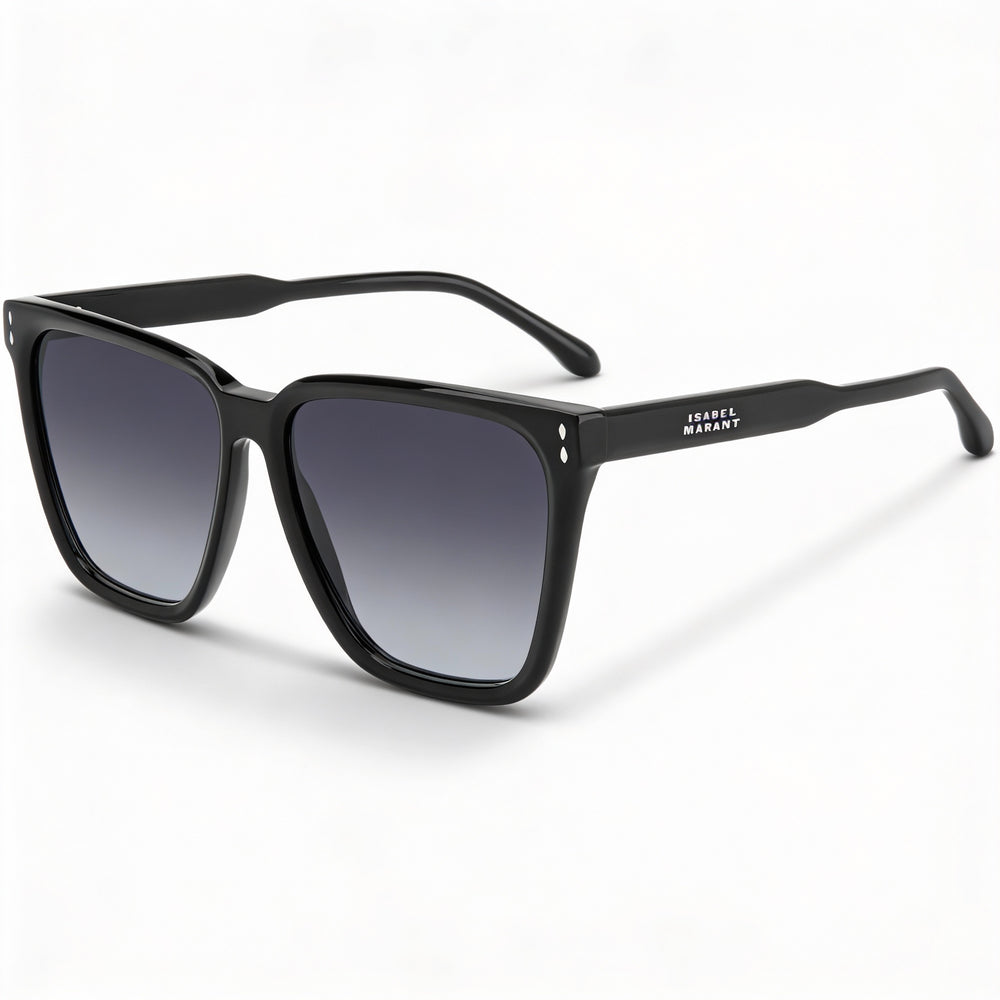 Gafas de sol Isabel Marant de acetato fino y elegante para mujer, montura de plástico gris y negro, con protección UV, ancho de lente de 58 mm