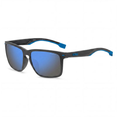 Gafas de sol Hugo Boss Casual para hombre de poliamida ecológica gris mate con espejo azul de policarbonato con protección UV 59mm