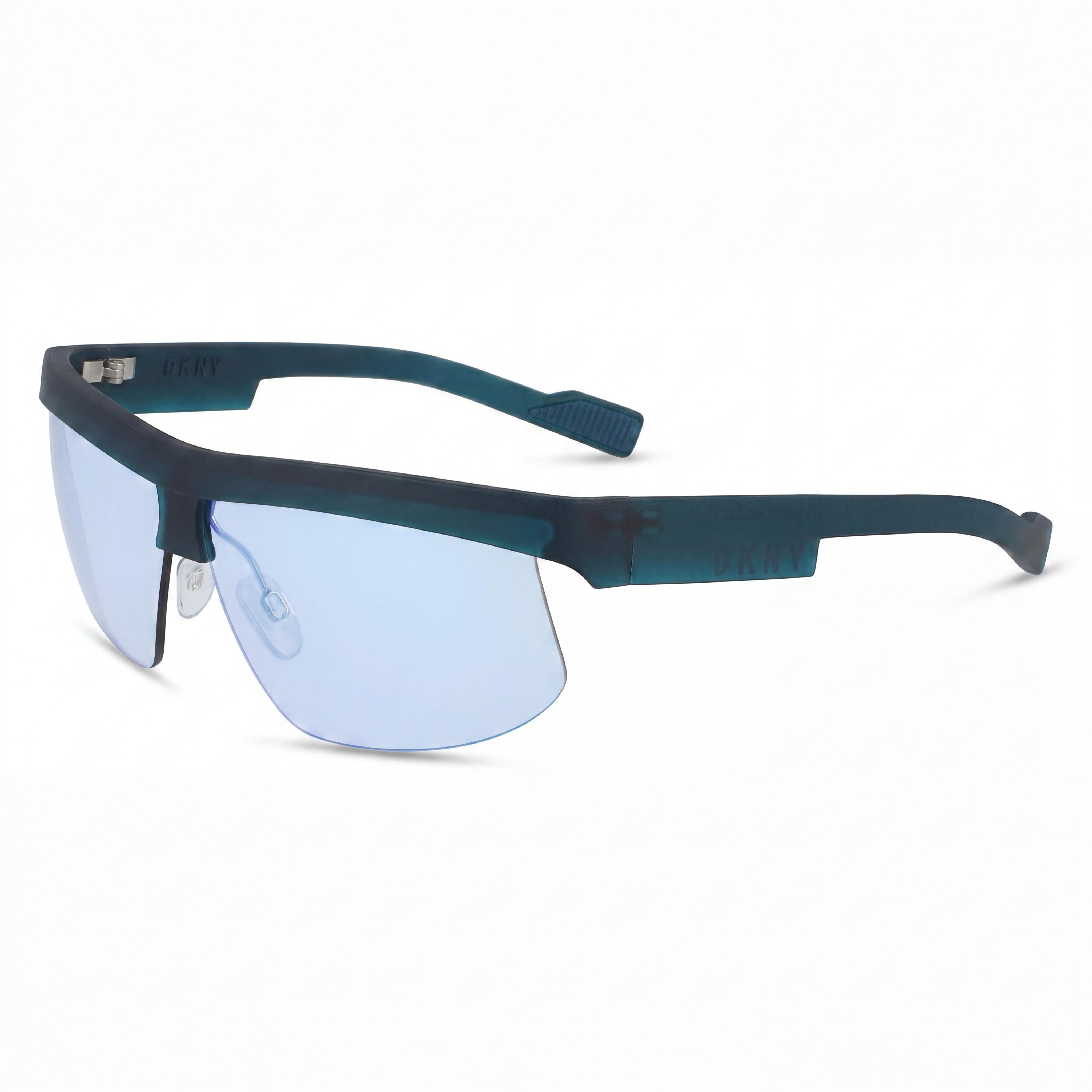 DKNY Dk515s Women's Plastic Teal Rectangle Frame Sunglasses with Acetate Blue Mirror Lenses, Photo 1