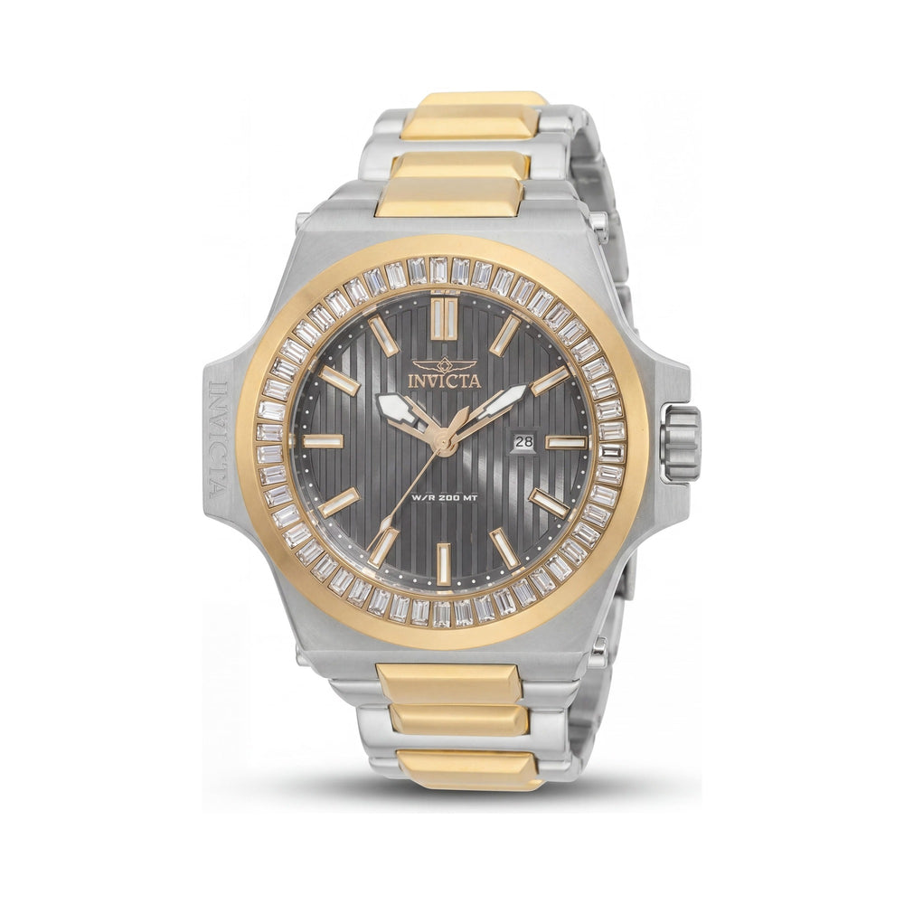 Reloj unisex Invicta Akula 49135 de acero inoxidable plateado con pulsera de cuarzo, esfera gris, caja de 58 mm, resistente al agua hasta 20 ATM.