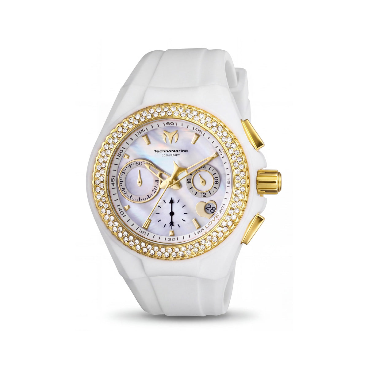 TechnoMarine Cruise TM-117046 Women's 40mm Stainless Steel Quartz Watch with Crystal Bezel, White Dial, Photo 1