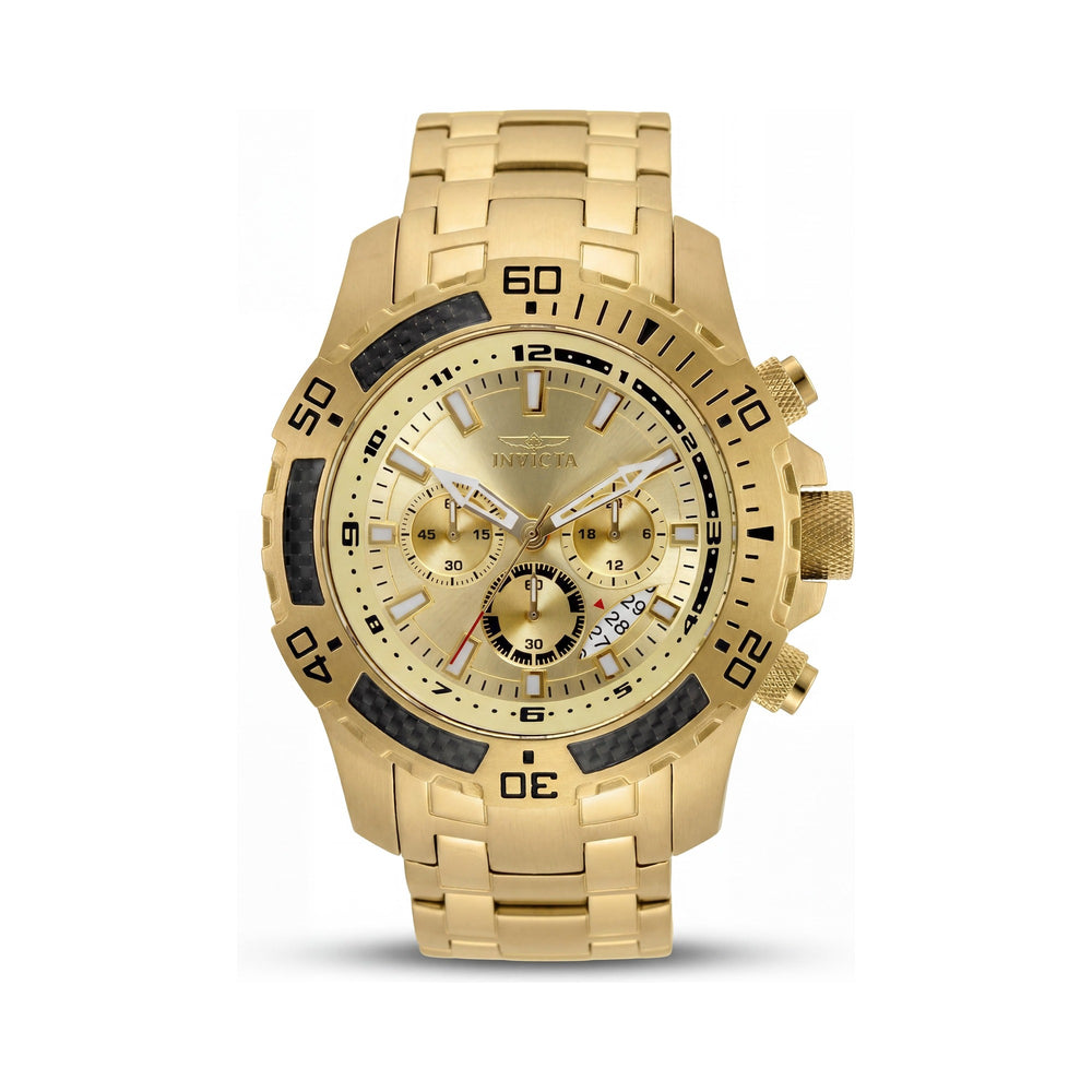 Invicta Men's Pro Diver Chronograph Gold-tone Stainless Steel Luminous Quartz Watch with Rotating Bezel 51mm